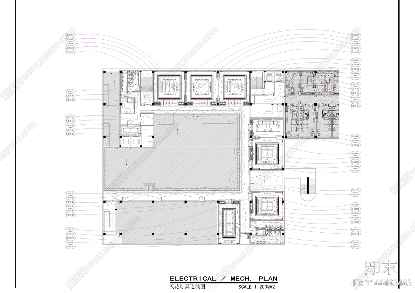 酒店会议区一整层机电cad施工图下载【ID:1144493443】