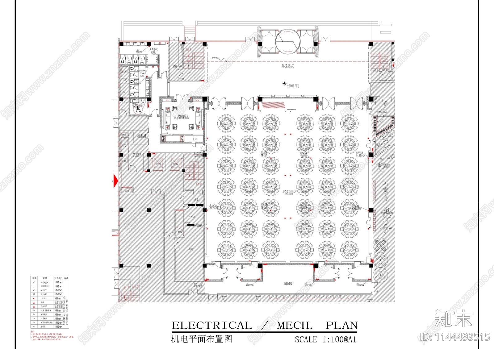 大型宴会厅机电cad施工图下载【ID:1144493515】