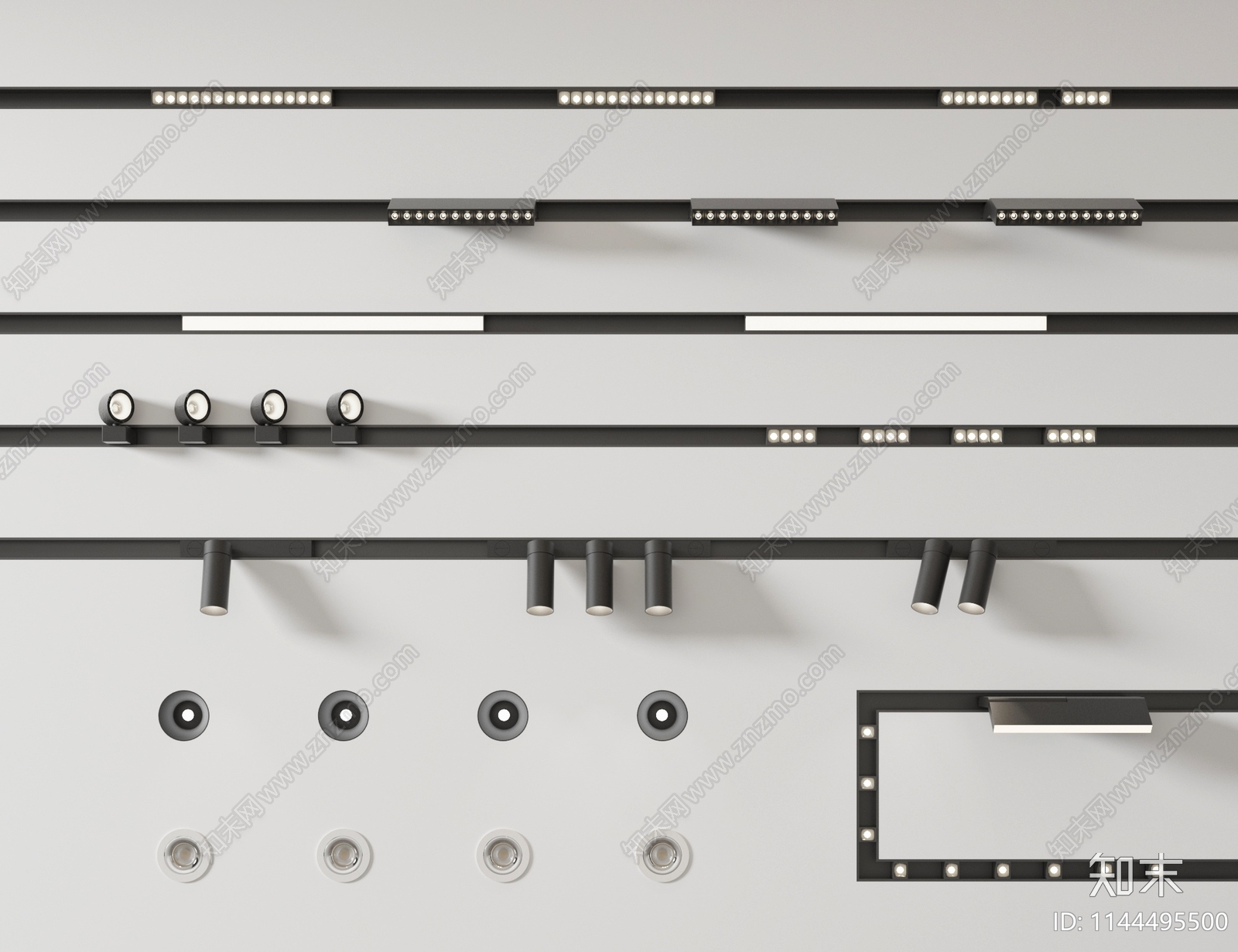 现代磁吸轨道灯SU模型下载【ID:1144495500】