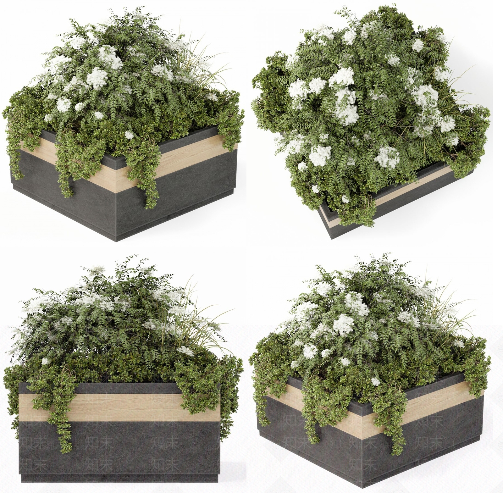 户外花坛花钵景观开花绿植组合SU模型下载【ID:1144502357】