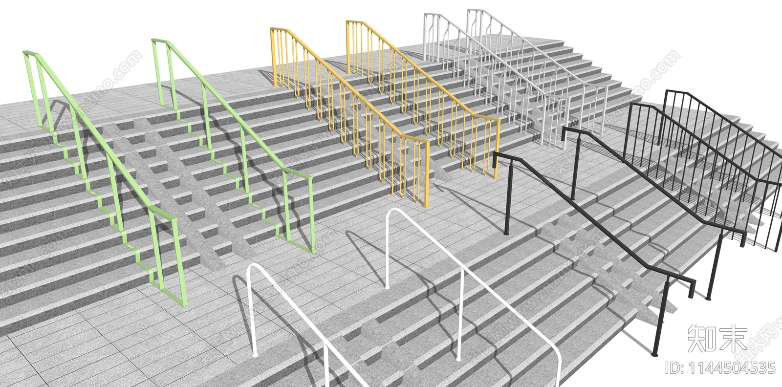 现代金属楼梯扶手SU模型下载【ID:1144504535】