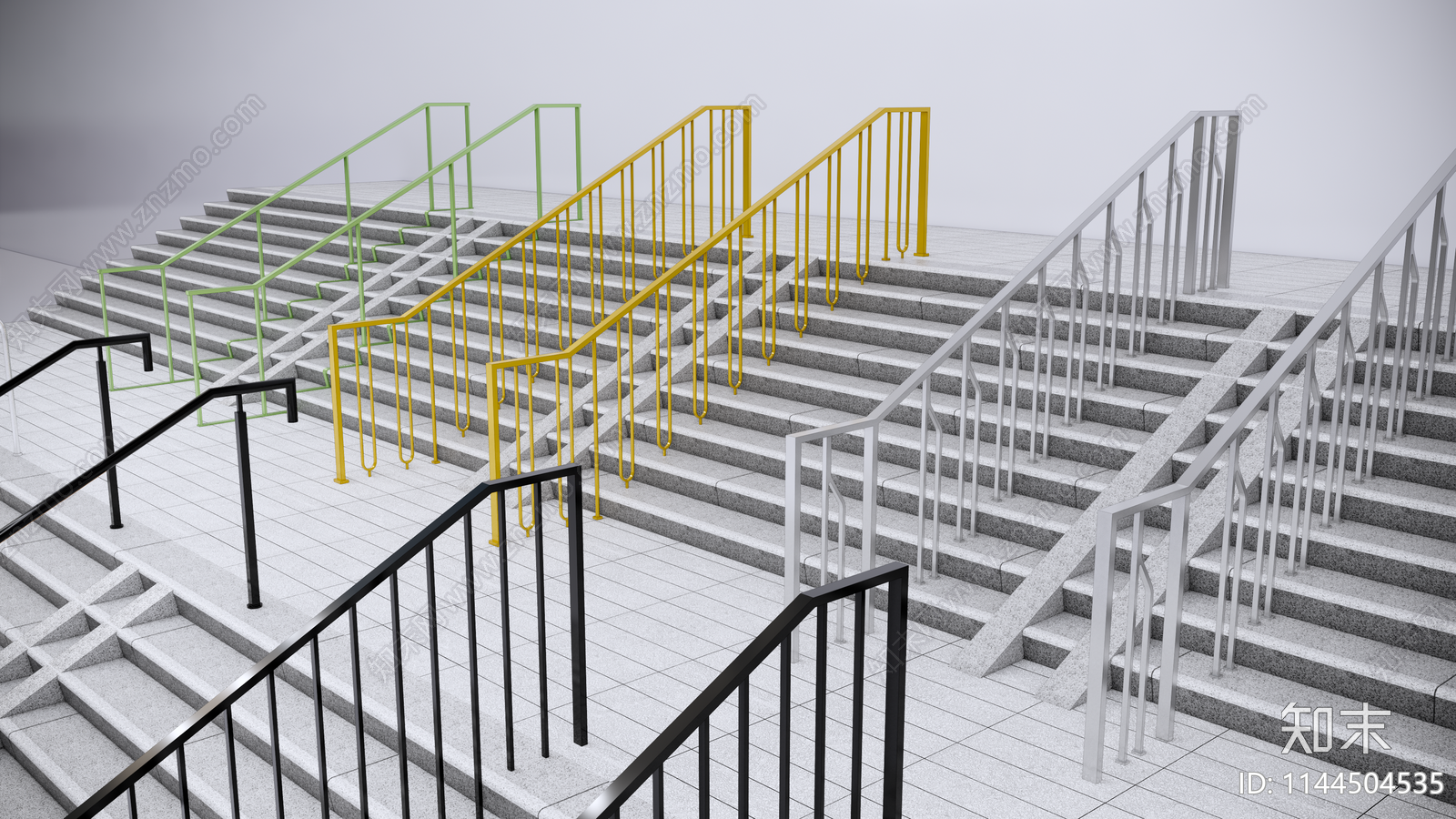 现代金属楼梯扶手SU模型下载【ID:1144504535】