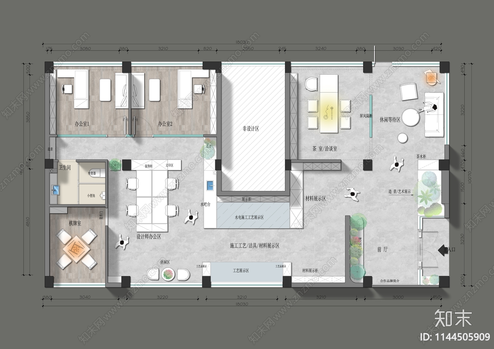 180m²装修公司办公室平面布置图施工图下载【ID:1144505909】