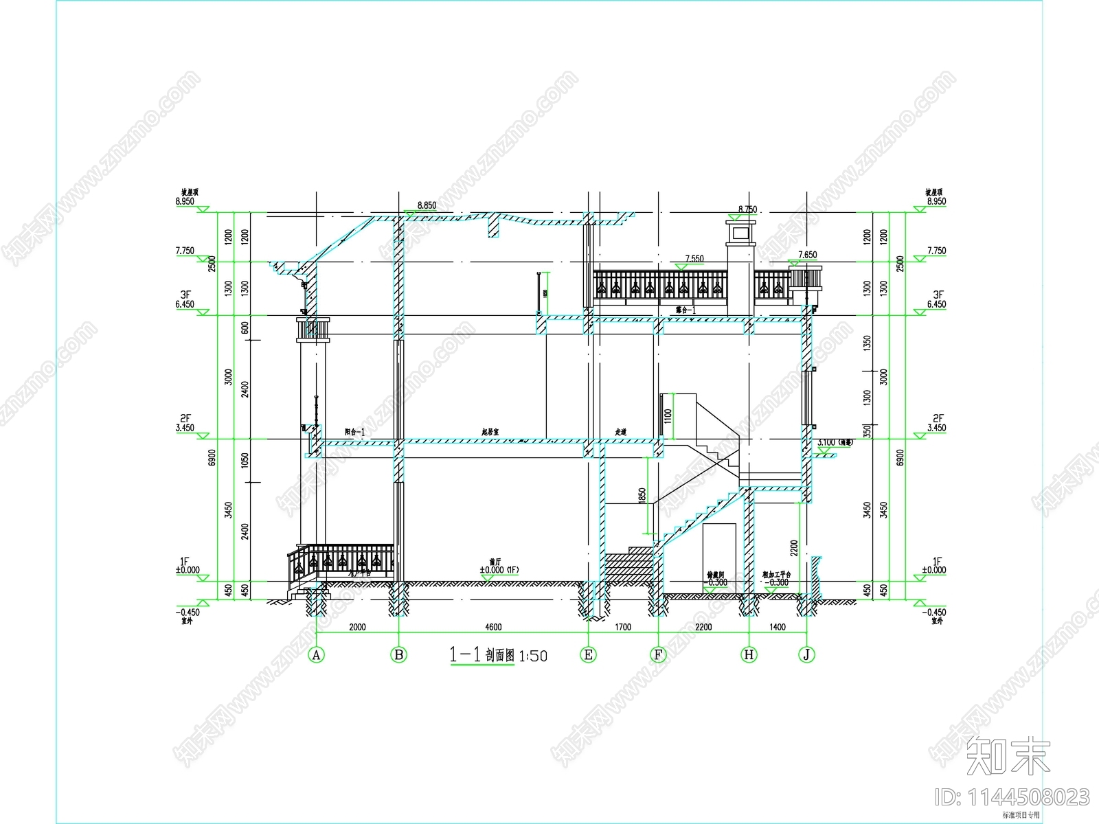 新中式两层独栋别墅建筑施工图下载【ID:1144508023】