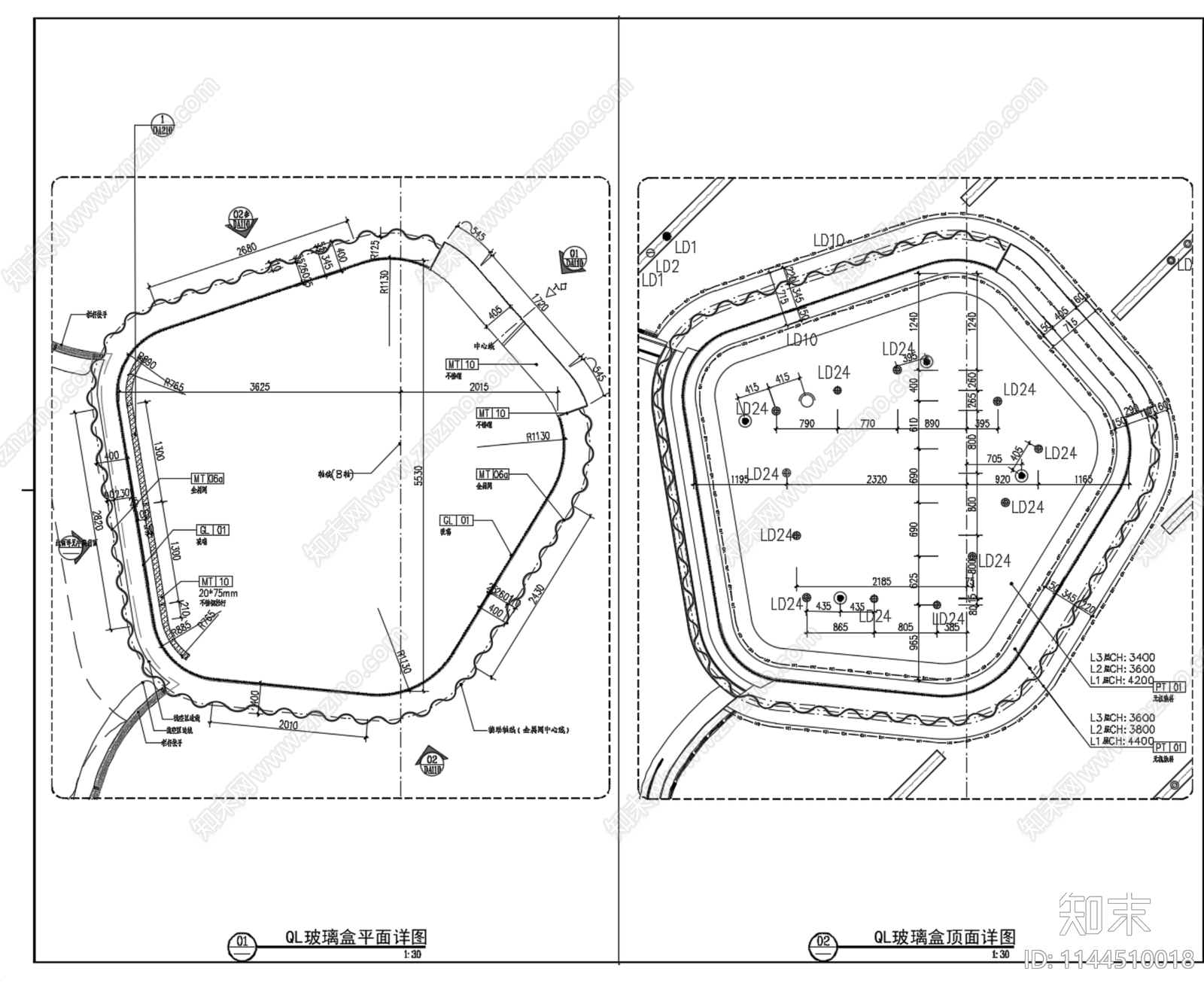 玻璃盒子建筑详图cad施工图下载【ID:1144510018】