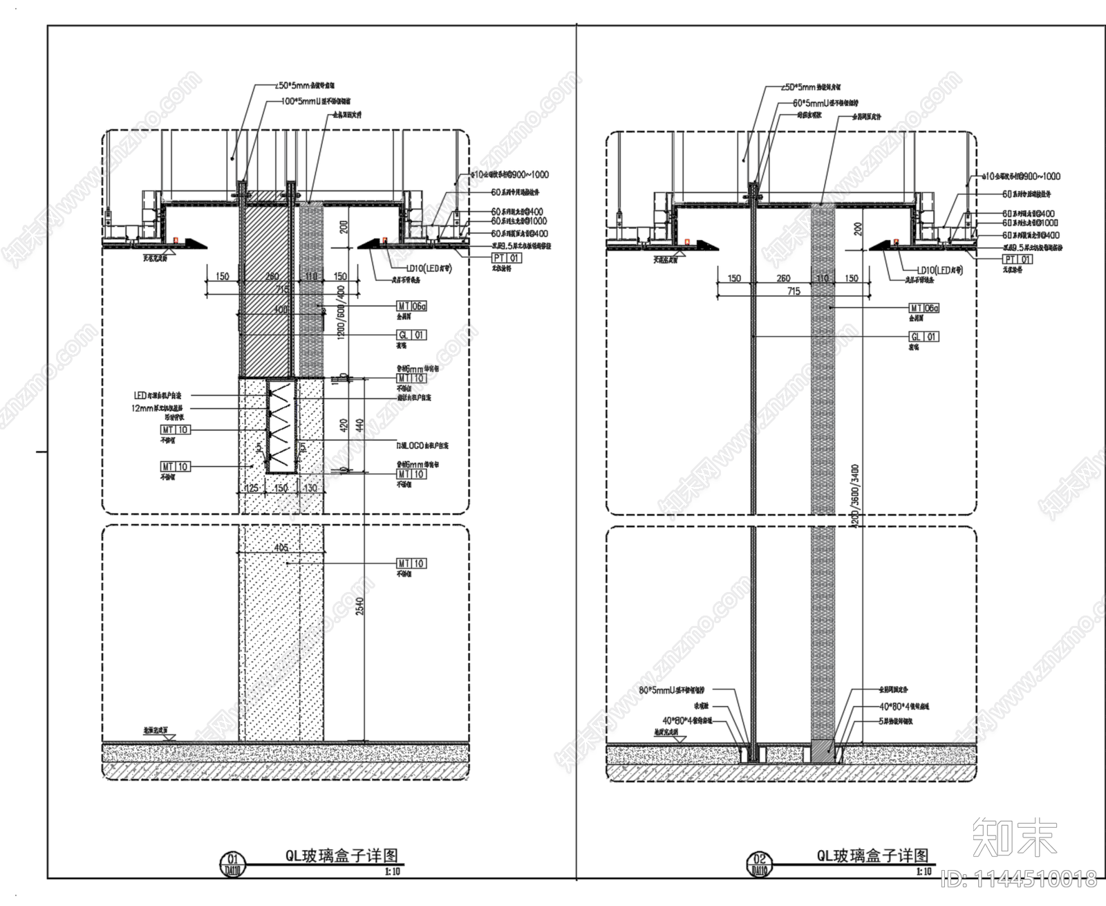 玻璃盒子建筑详图cad施工图下载【ID:1144510018】