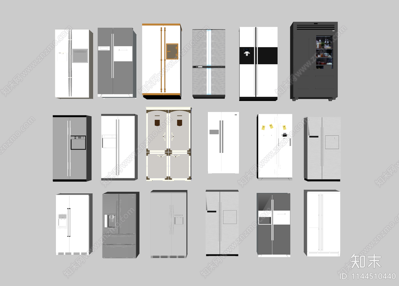 餐厅后厨冰箱SU模型下载【ID:1144510440】
