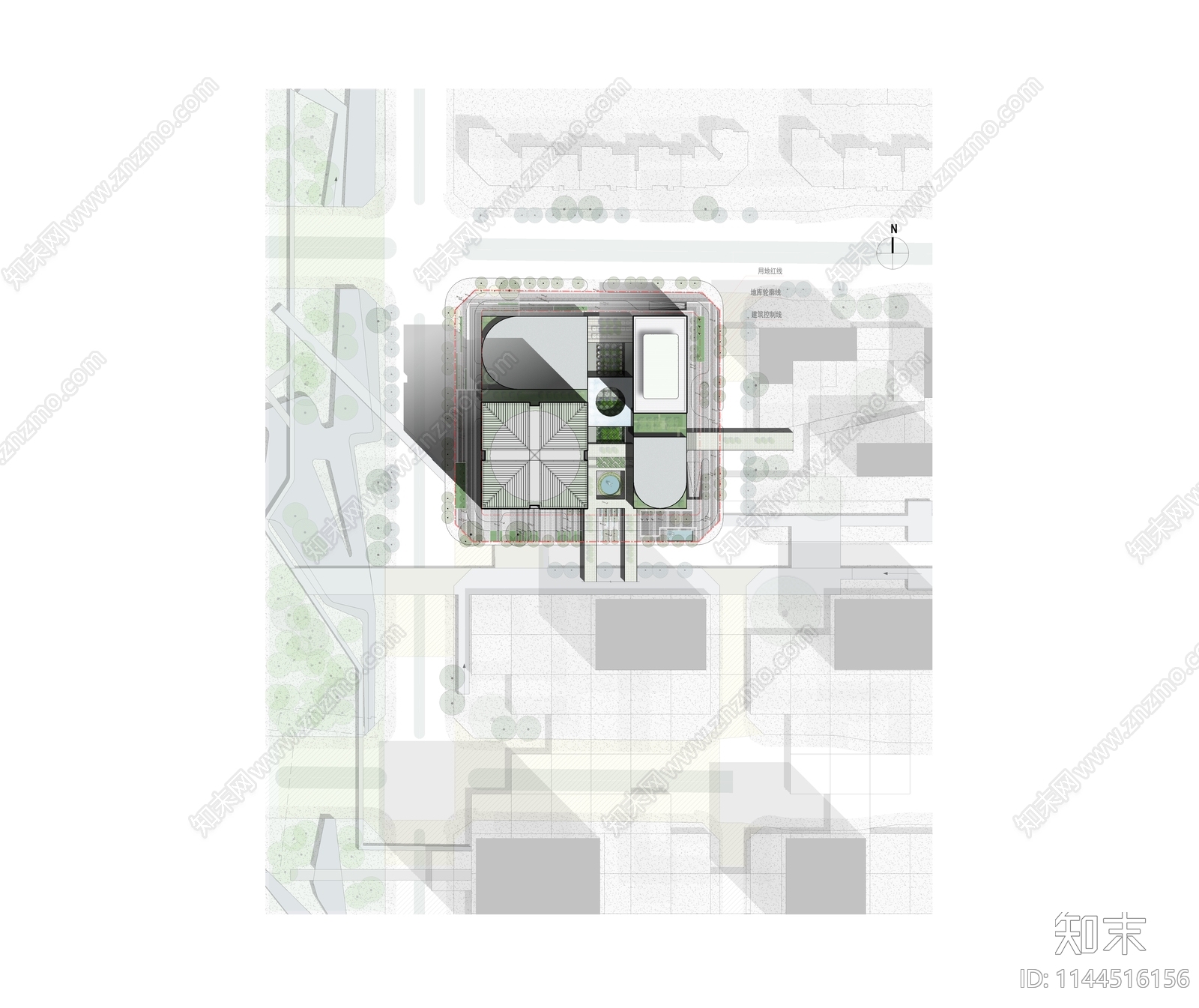 超高层商务办公写字楼建筑cad施工图下载【ID:1144516156】