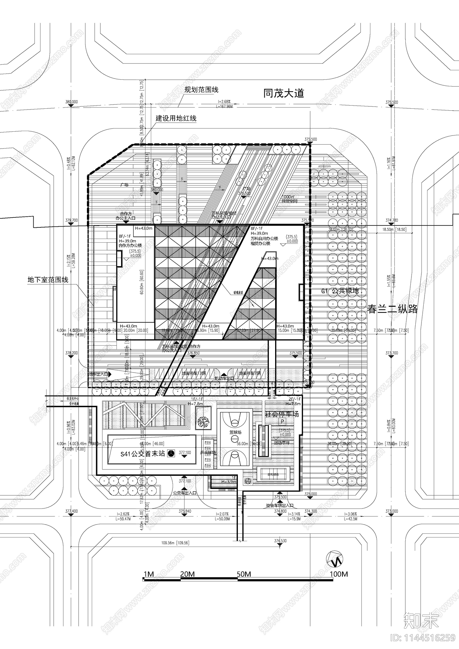 现代多层办公楼建筑施工图下载【ID:1144516259】