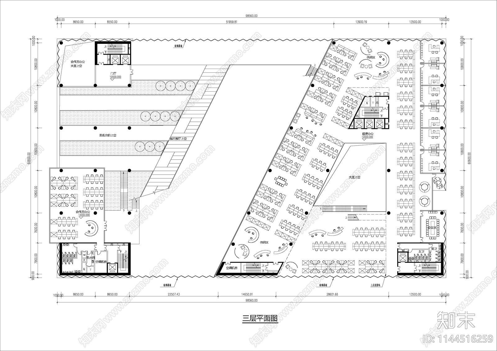 现代多层办公楼建筑施工图下载【ID:1144516259】