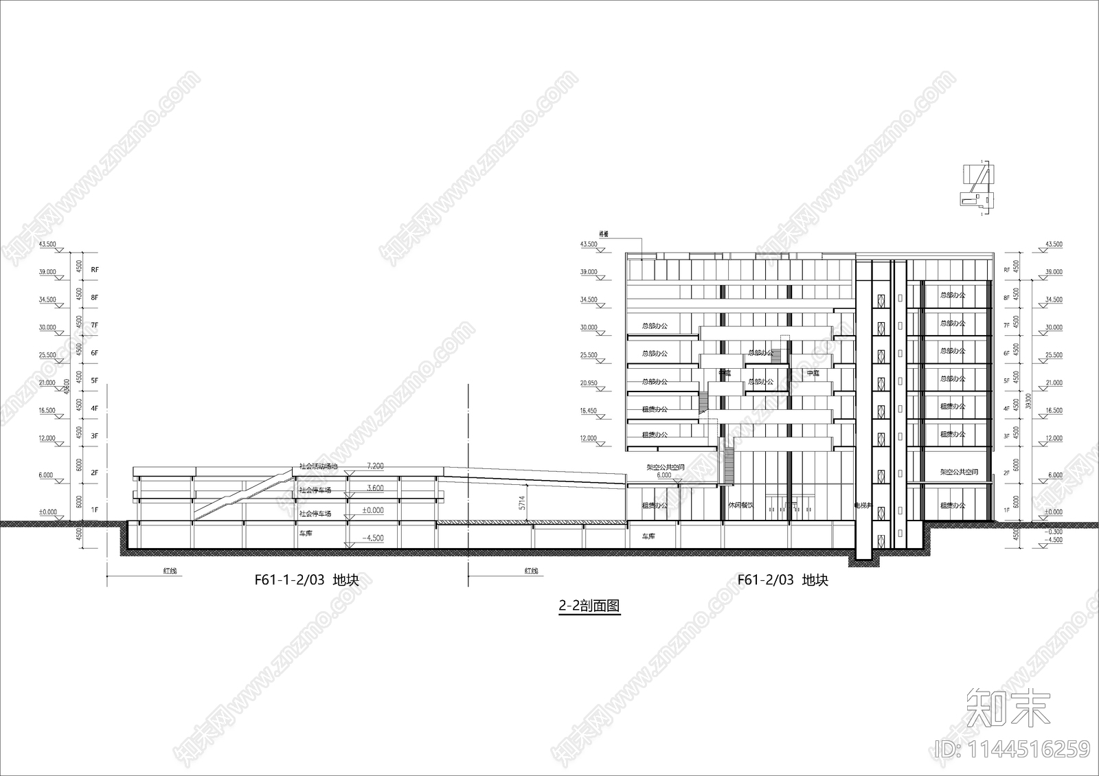 现代多层办公楼建筑施工图下载【ID:1144516259】