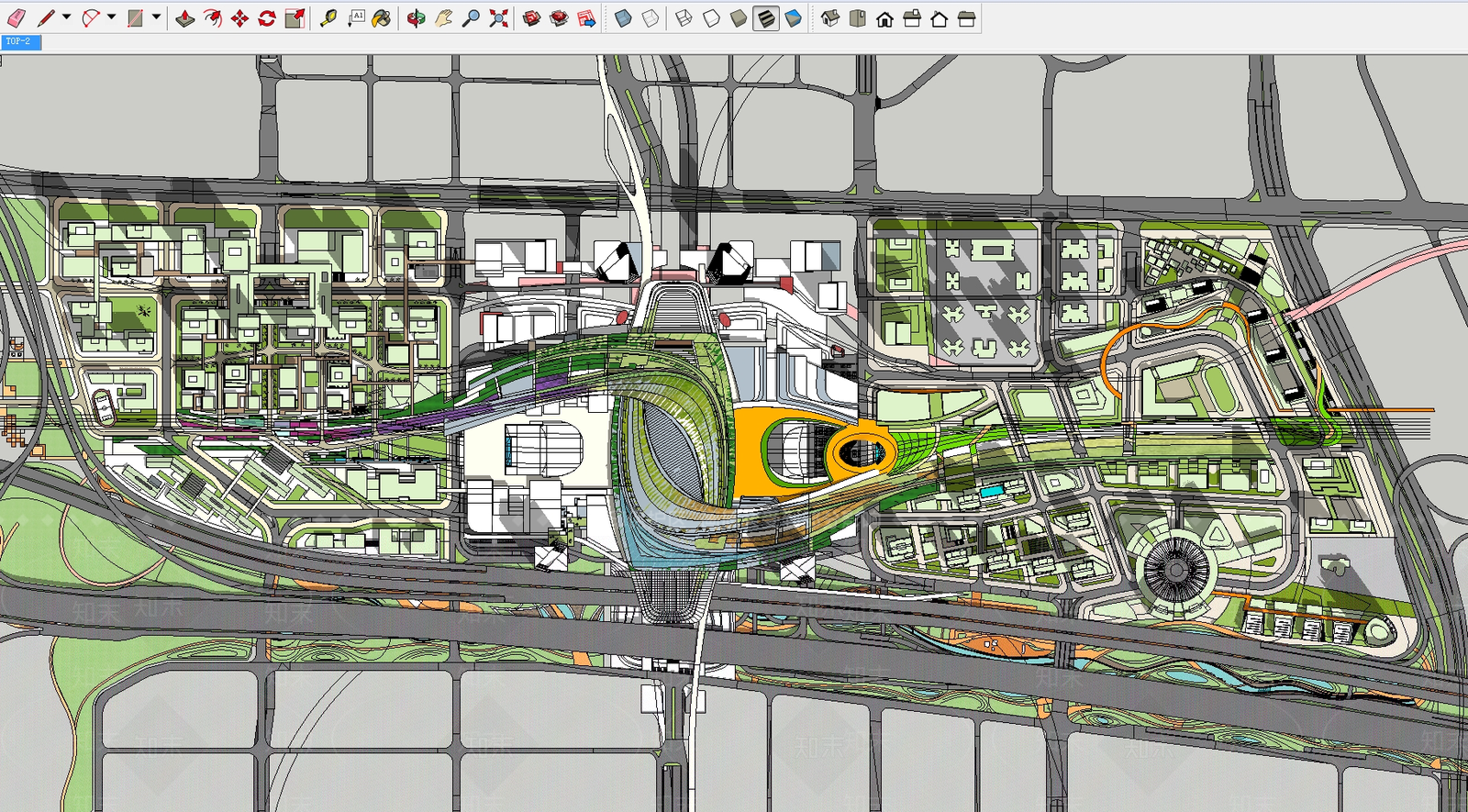 现代鸟瞰规划SU模型精品下载_SketchUp模型_知末网