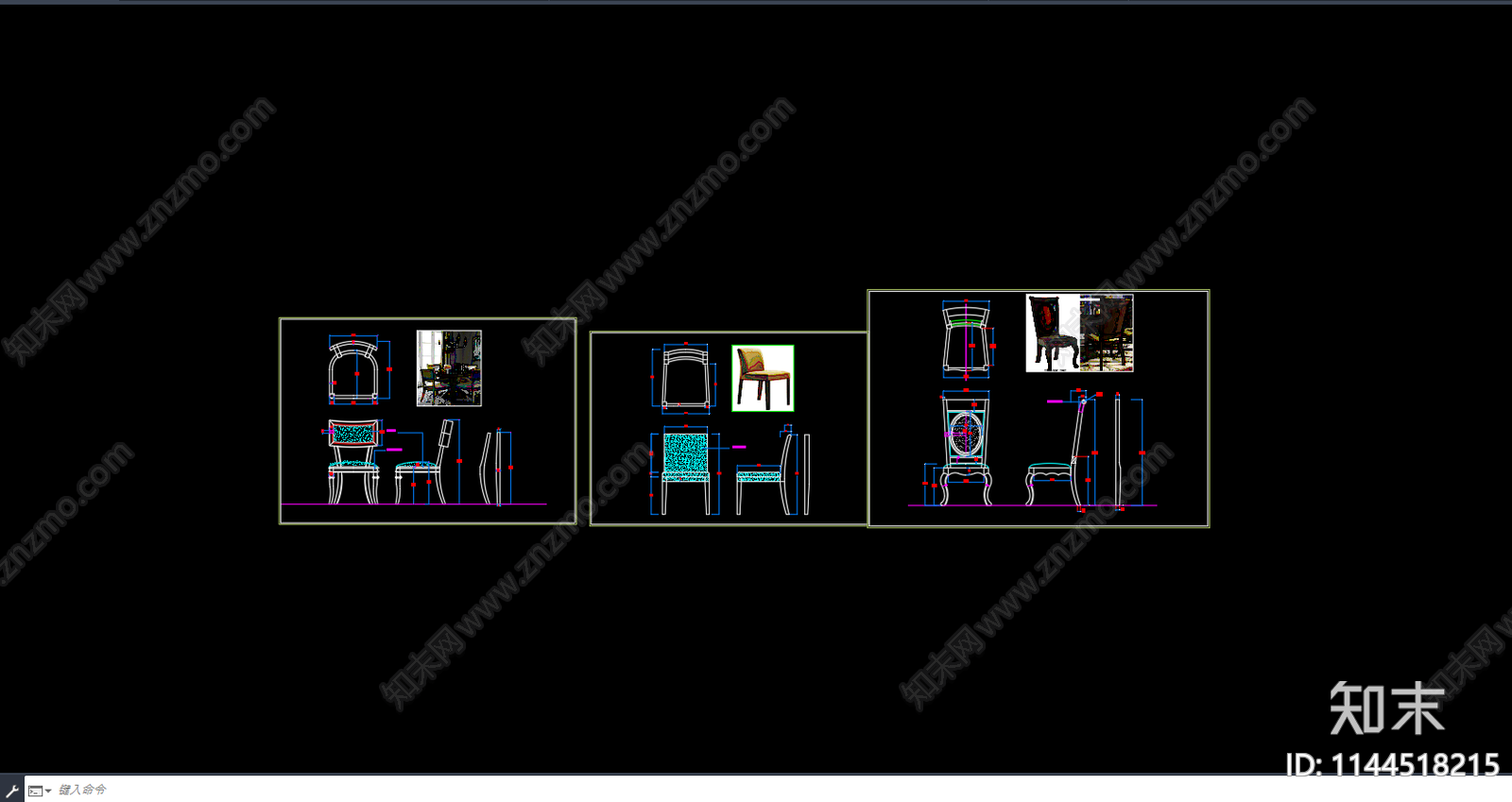 欧式休闲椅三视图cad施工图下载【ID:1144518215】