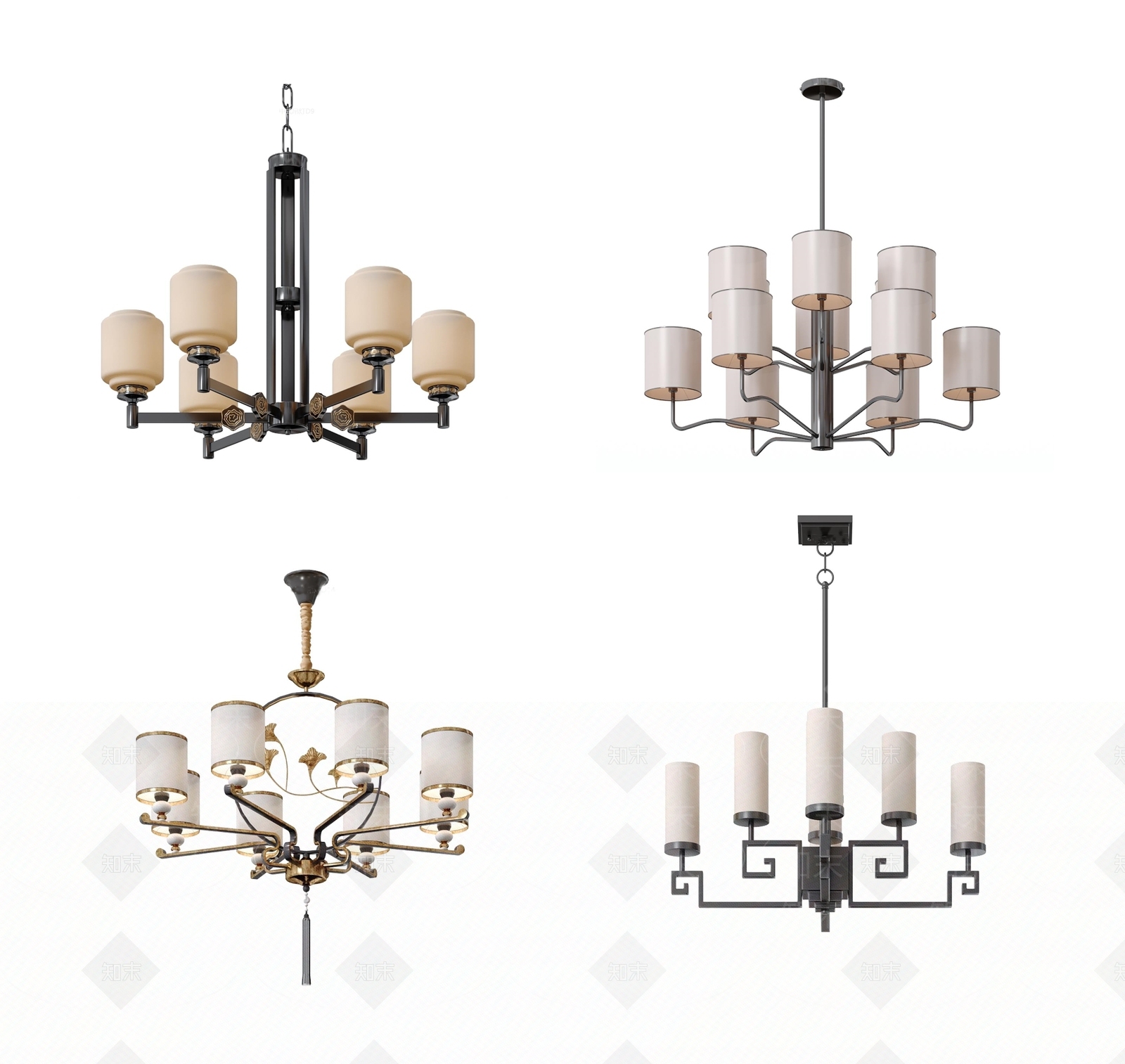 新中式吊顶3D模型下载【ID:1144523604】