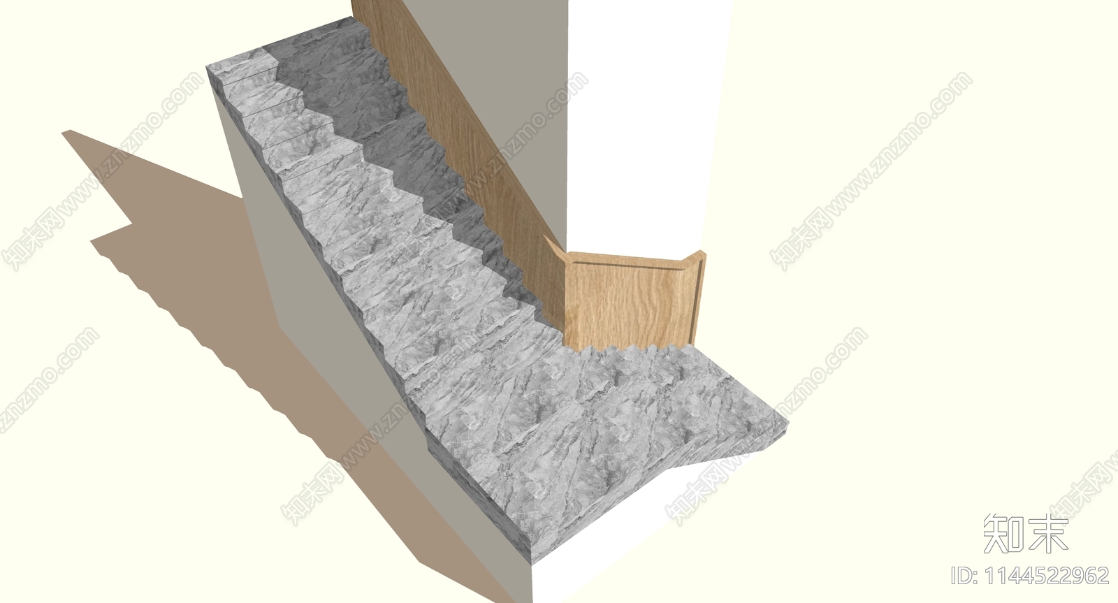 现代木质楼梯扶手SU模型下载【ID:1144522962】