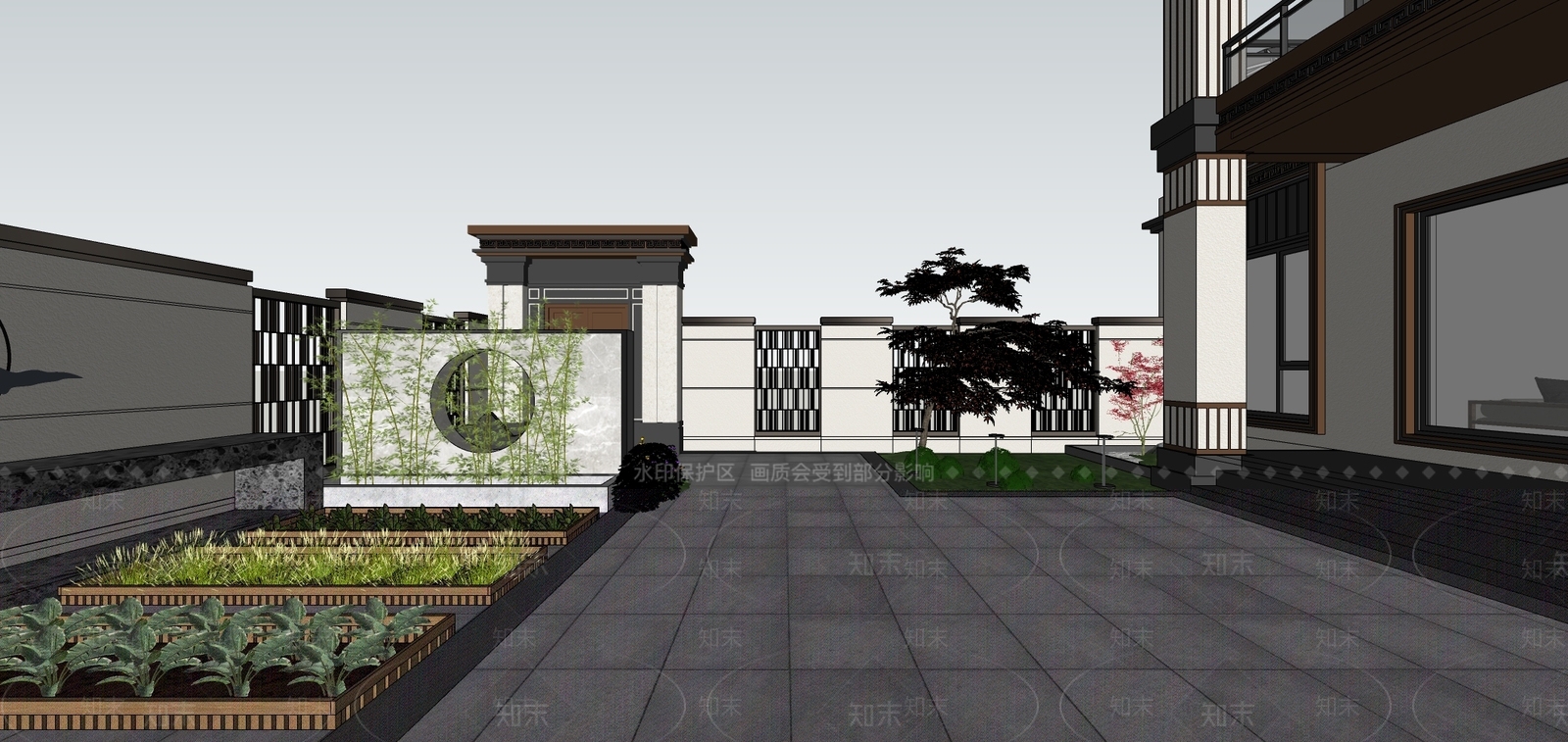 新中式乡村庭院SU模型下载【ID:1144524657】