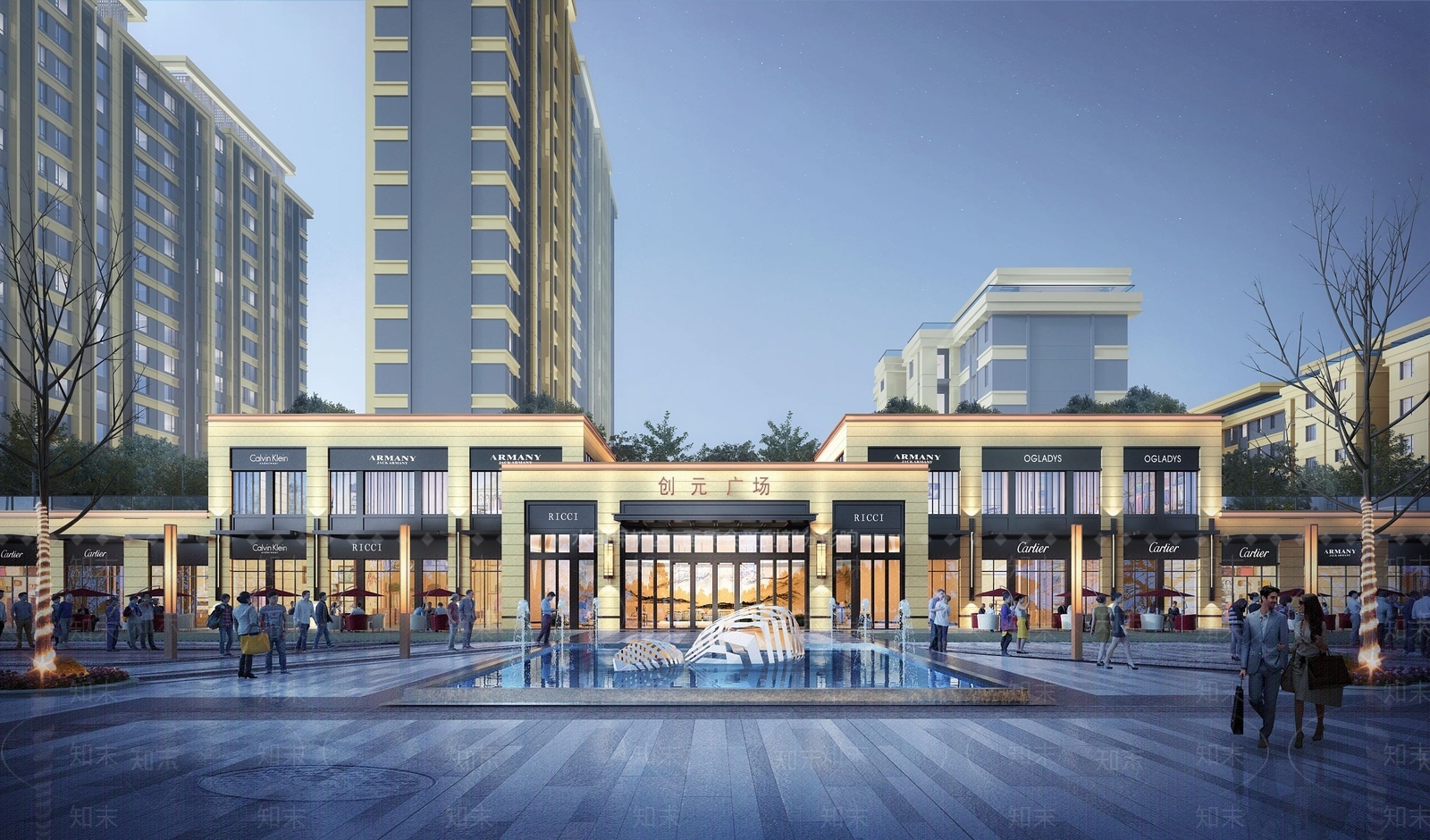 现代广场入口大门SU模型下载【ID:1144526514】