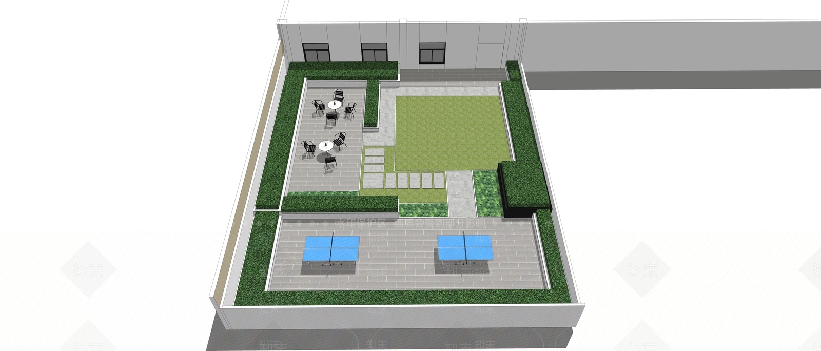 现代屋顶花园SU模型下载【ID:1144527265】