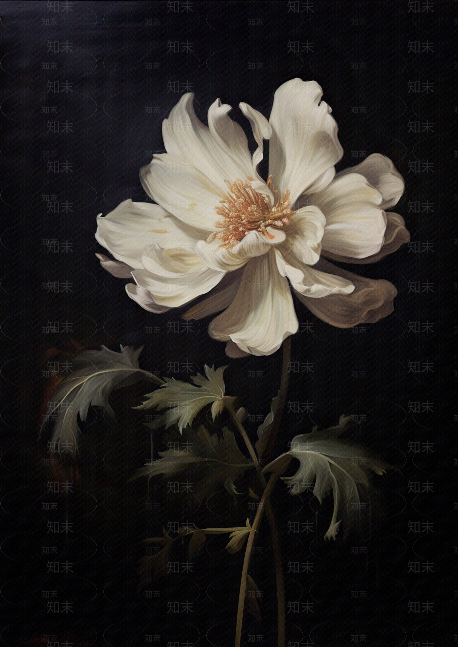 月季花写实油画装饰画贴图下载【ID:1144528921】