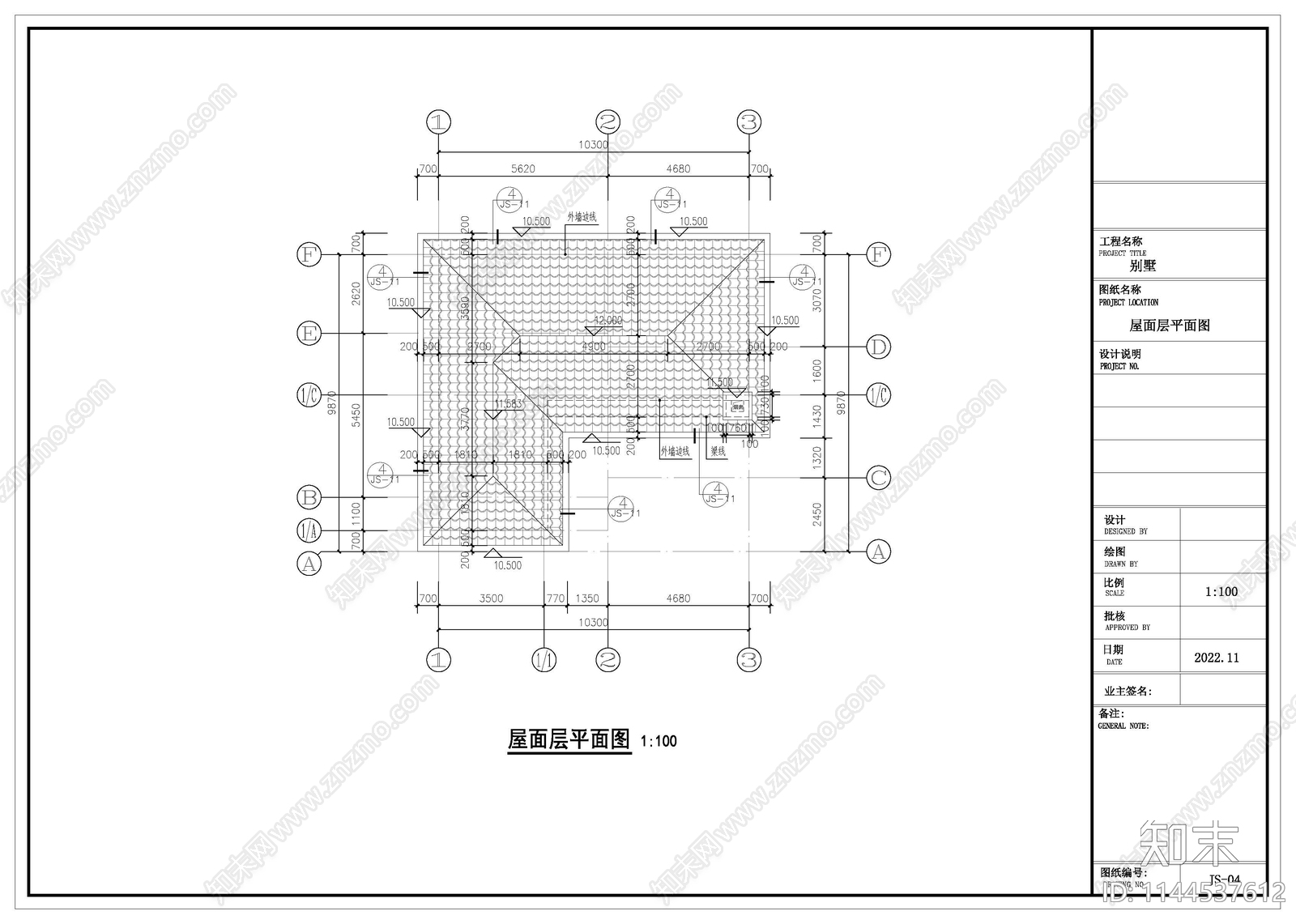 自建别墅建筑cad施工图下载【ID:1144537612】