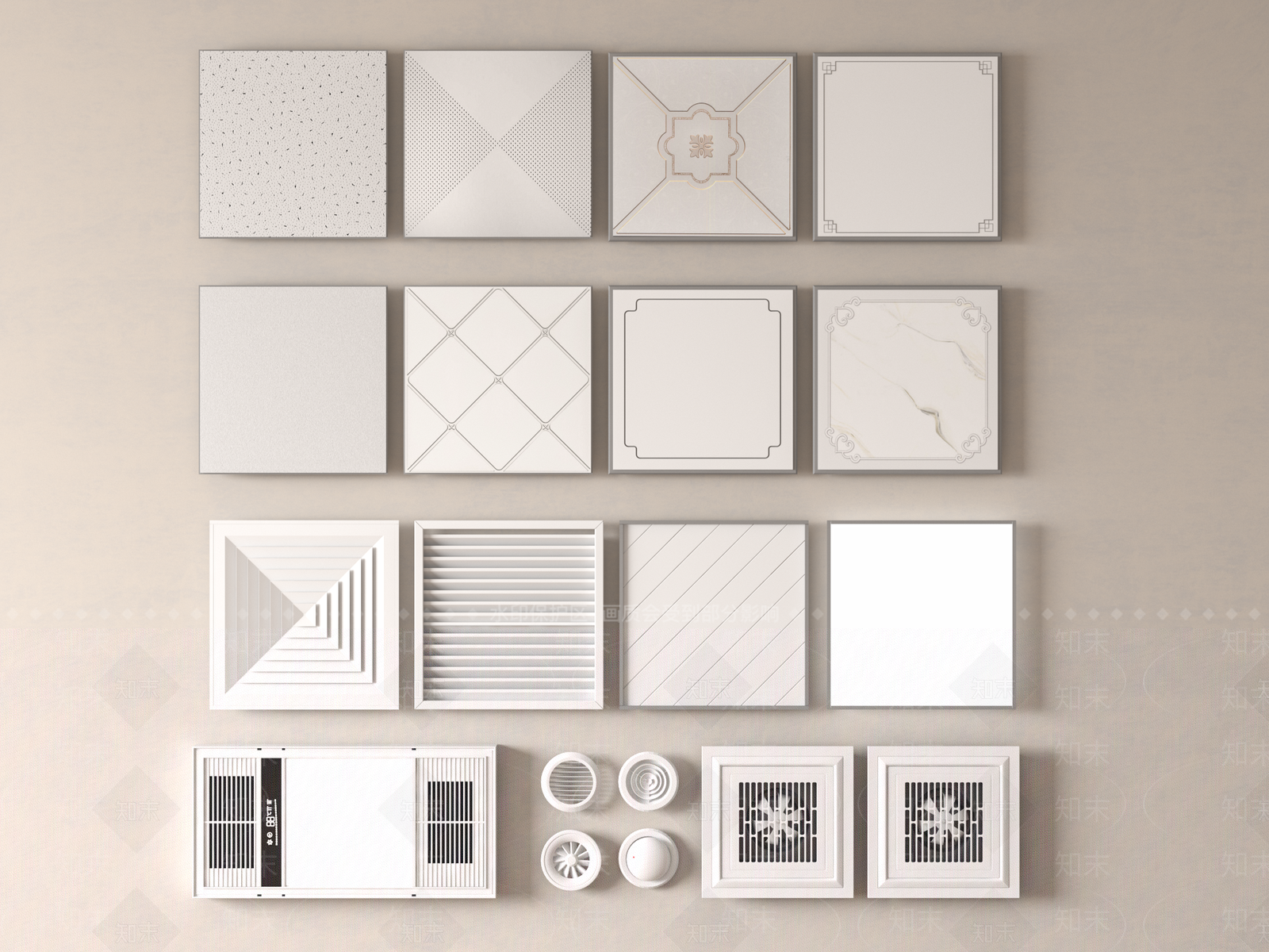 现代铝扣板吊顶3D模型下载【ID:1144530563】