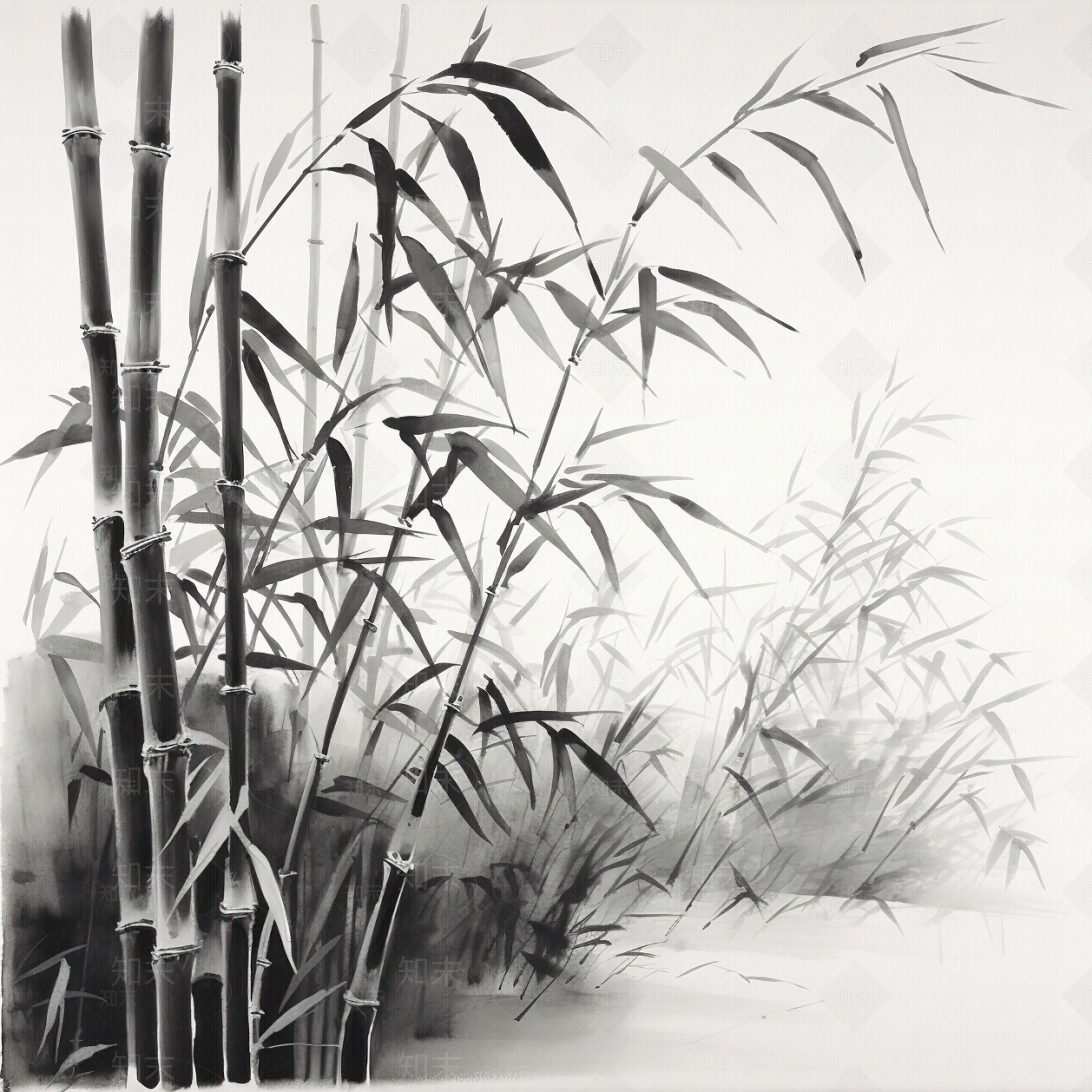 中式水墨竹子装饰画贴图下载【ID:1144533302】_【知末网贴图库】