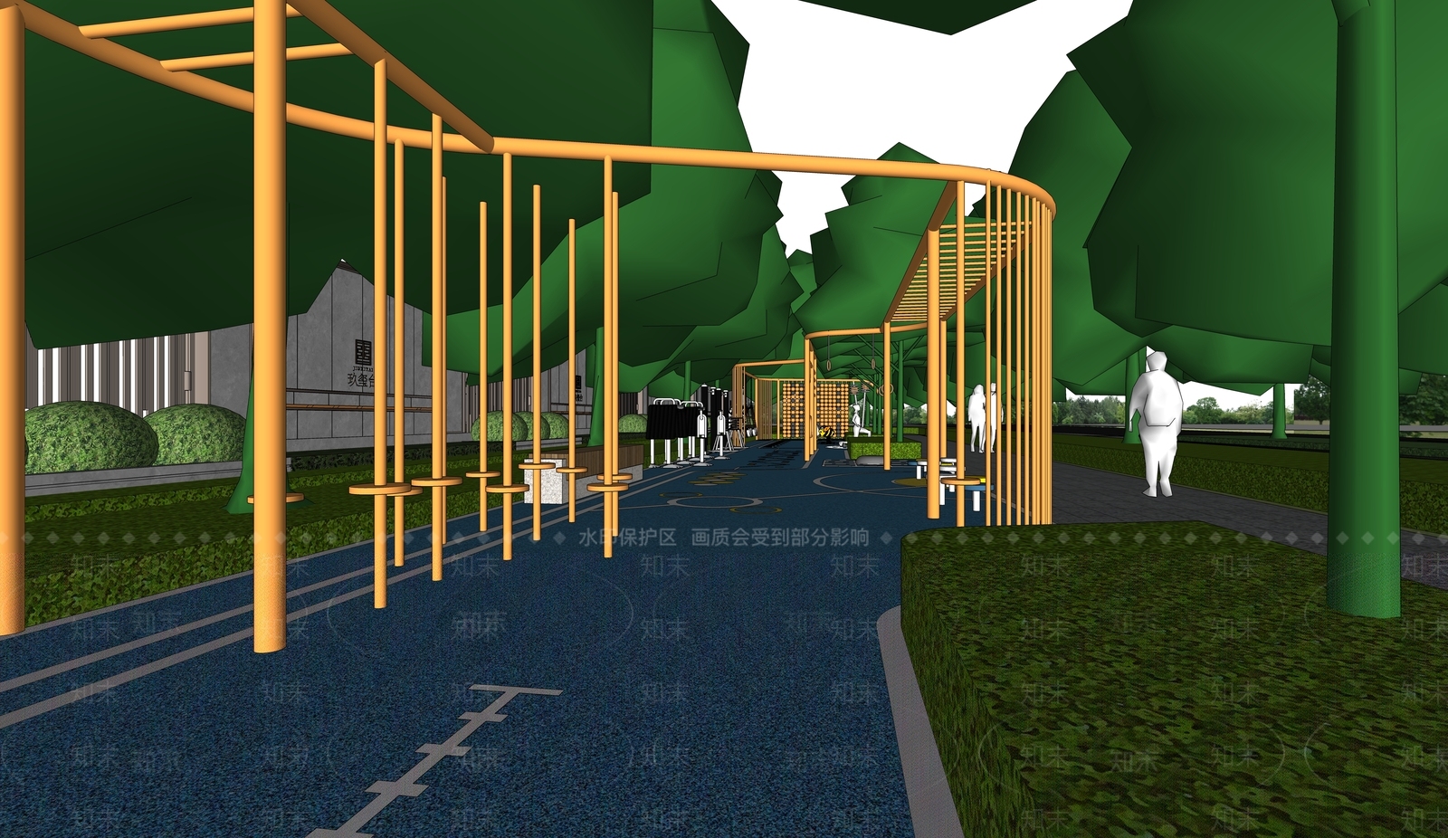 现代市政运动健身公园SU模型下载【ID:1144533374】