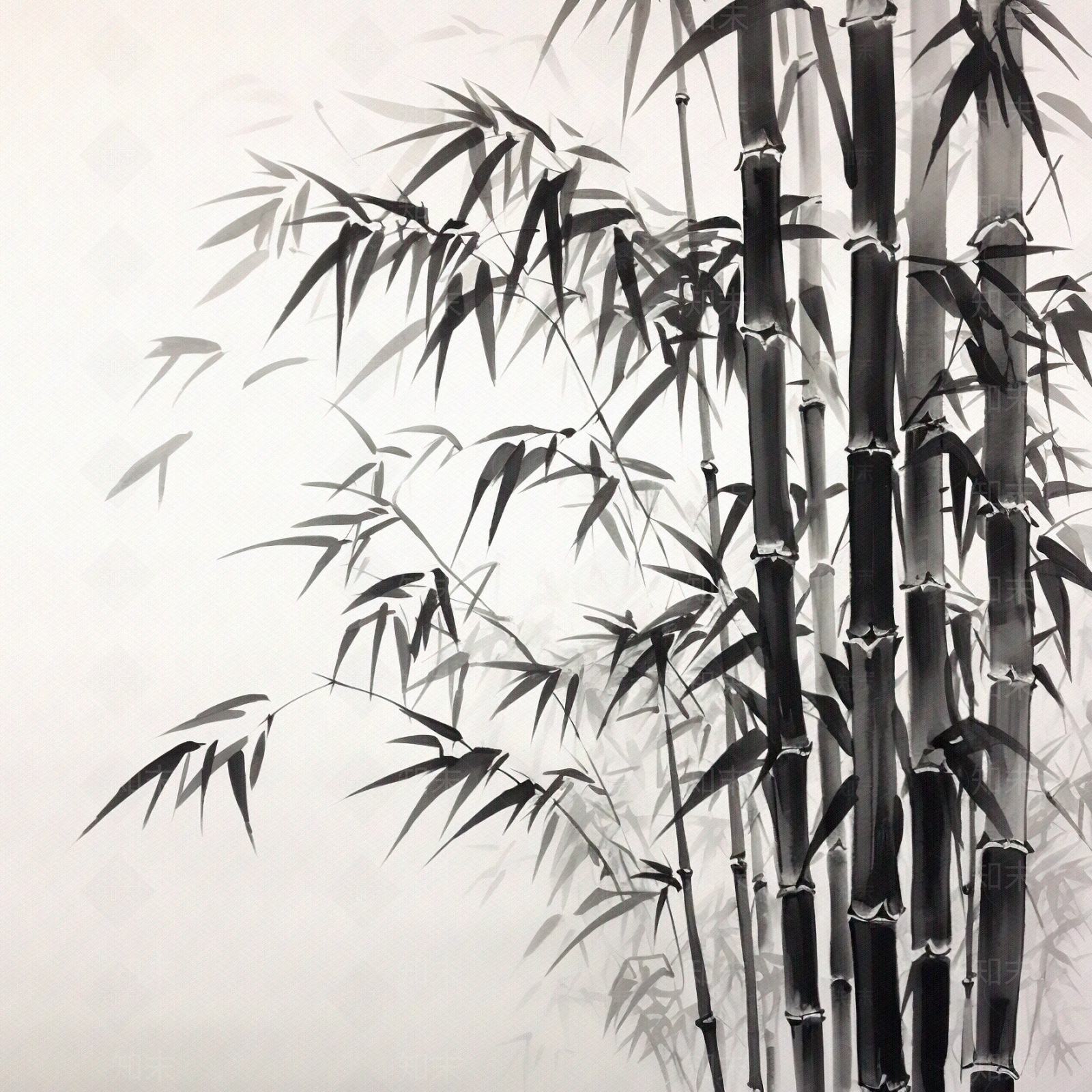 中式水墨竹子装饰画贴图下载【ID:1144533377】_【知末网贴图库】