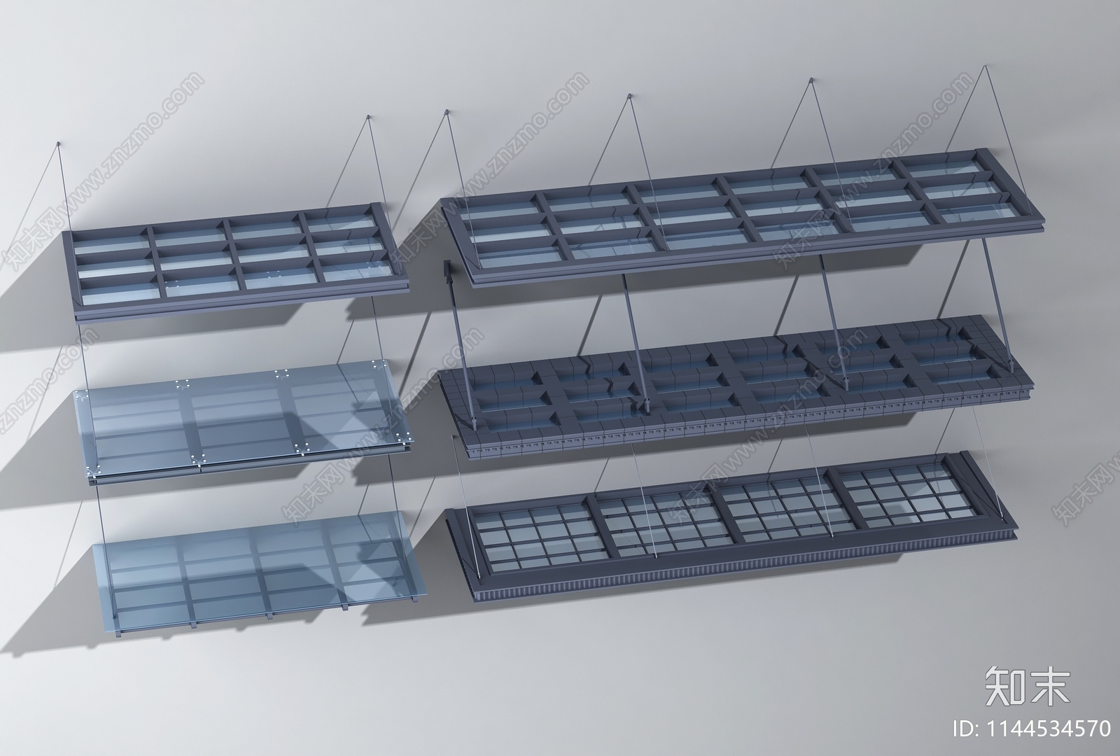 现代钢结构雨棚3D模型下载【ID:1144534570】