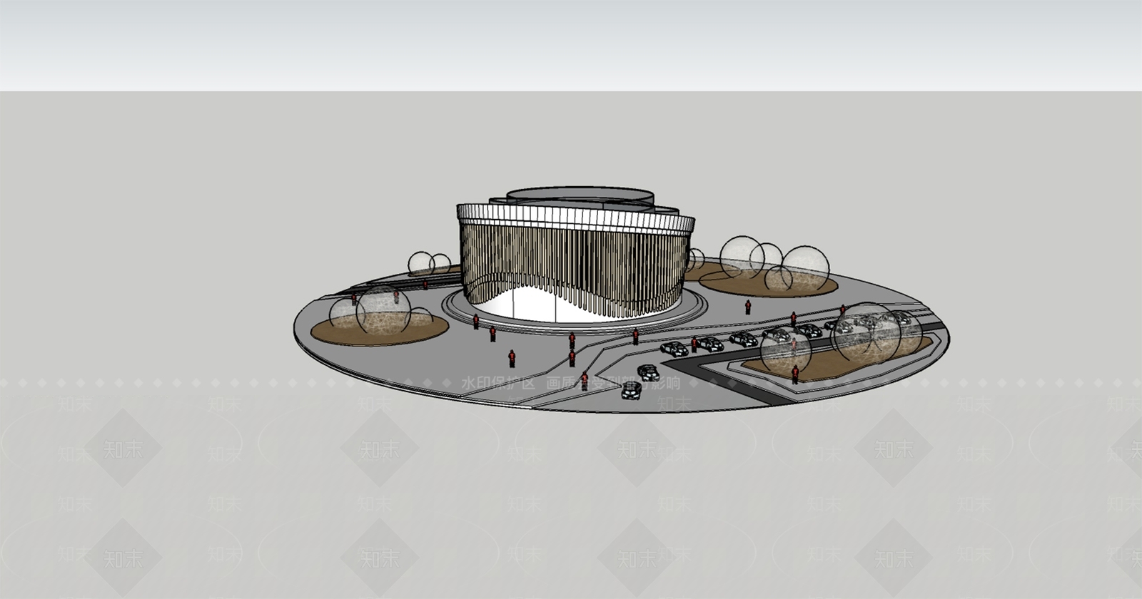 现代展览馆建筑SU模型下载【ID:1148060473】