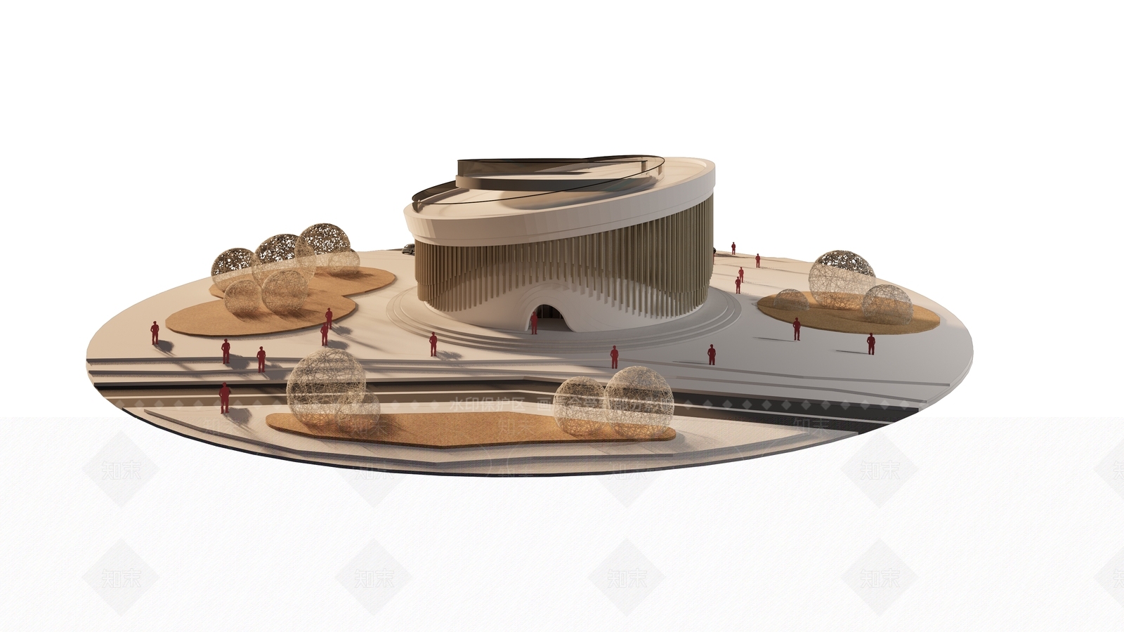 现代展览馆建筑SU模型下载【ID:1148060473】