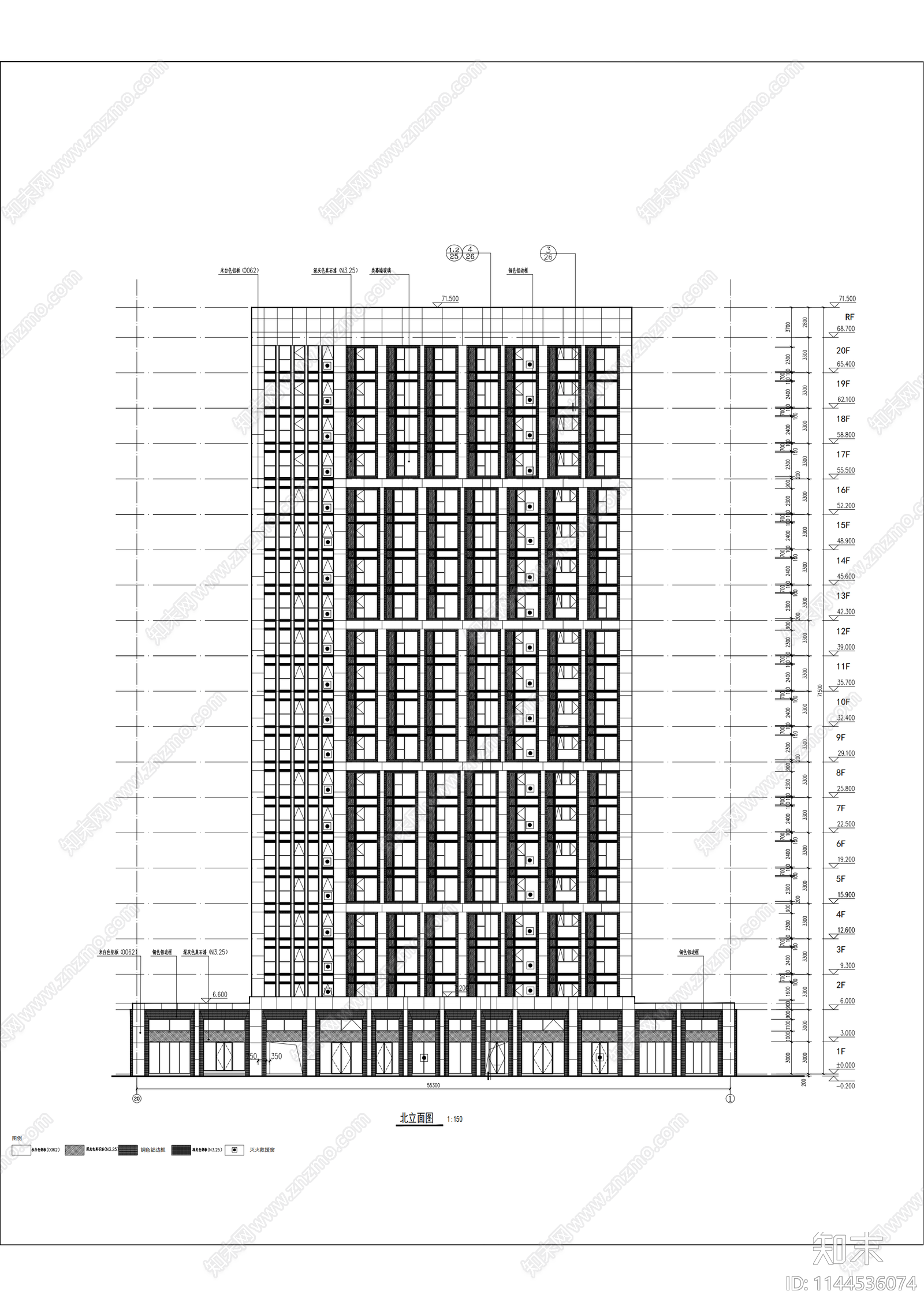 公寓建筑cad施工图下载【ID:1144536074】