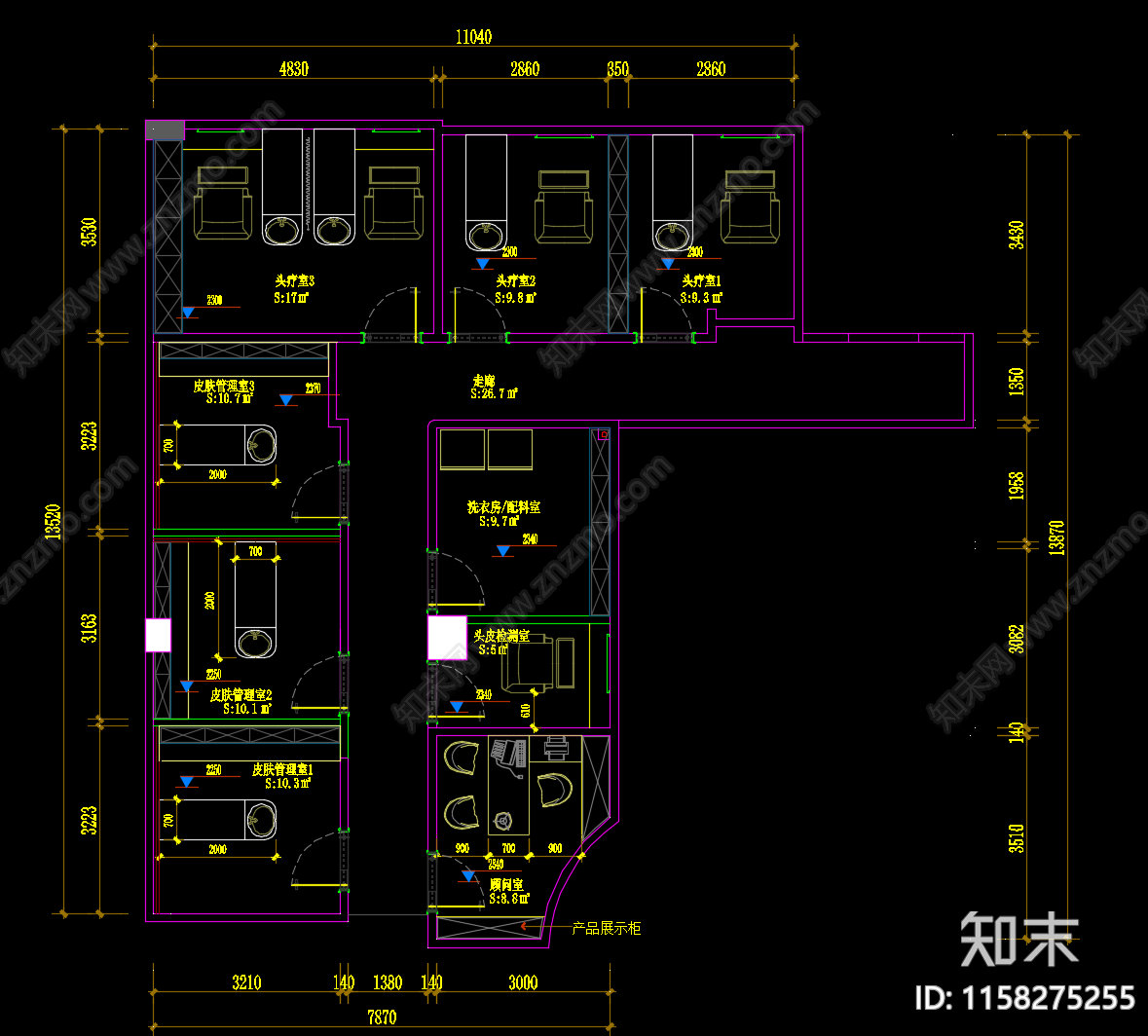 美容院cad施工图下载【ID:1158275255】