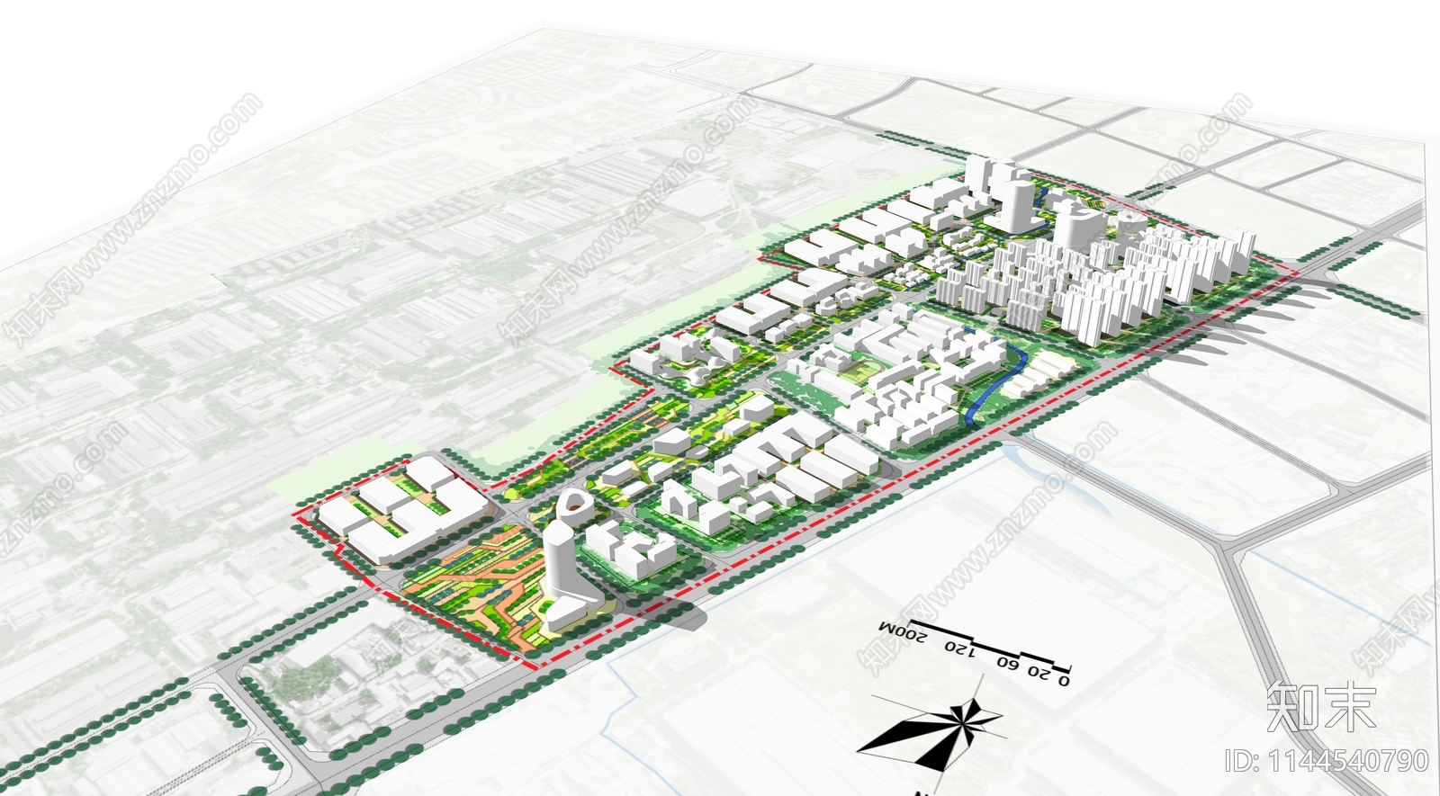 现代工业片区城市设计模型SU模型下载【ID:1144540790】