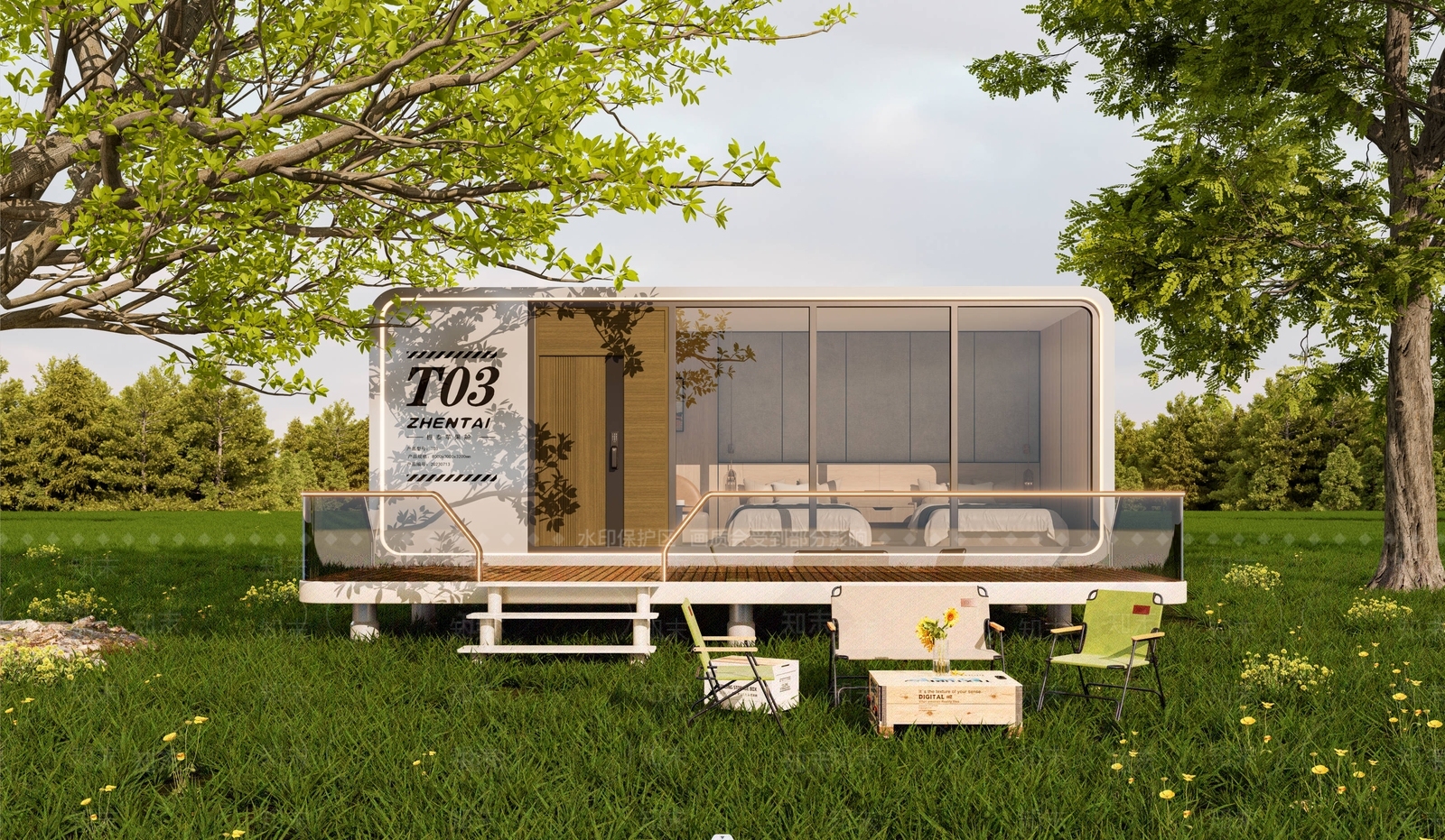 现代苹果仓民宿建筑SU模型下载【ID:1144765299】