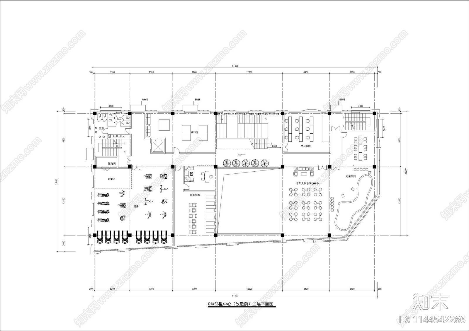 邻里中心建筑cad施工图下载【ID:1144542266】