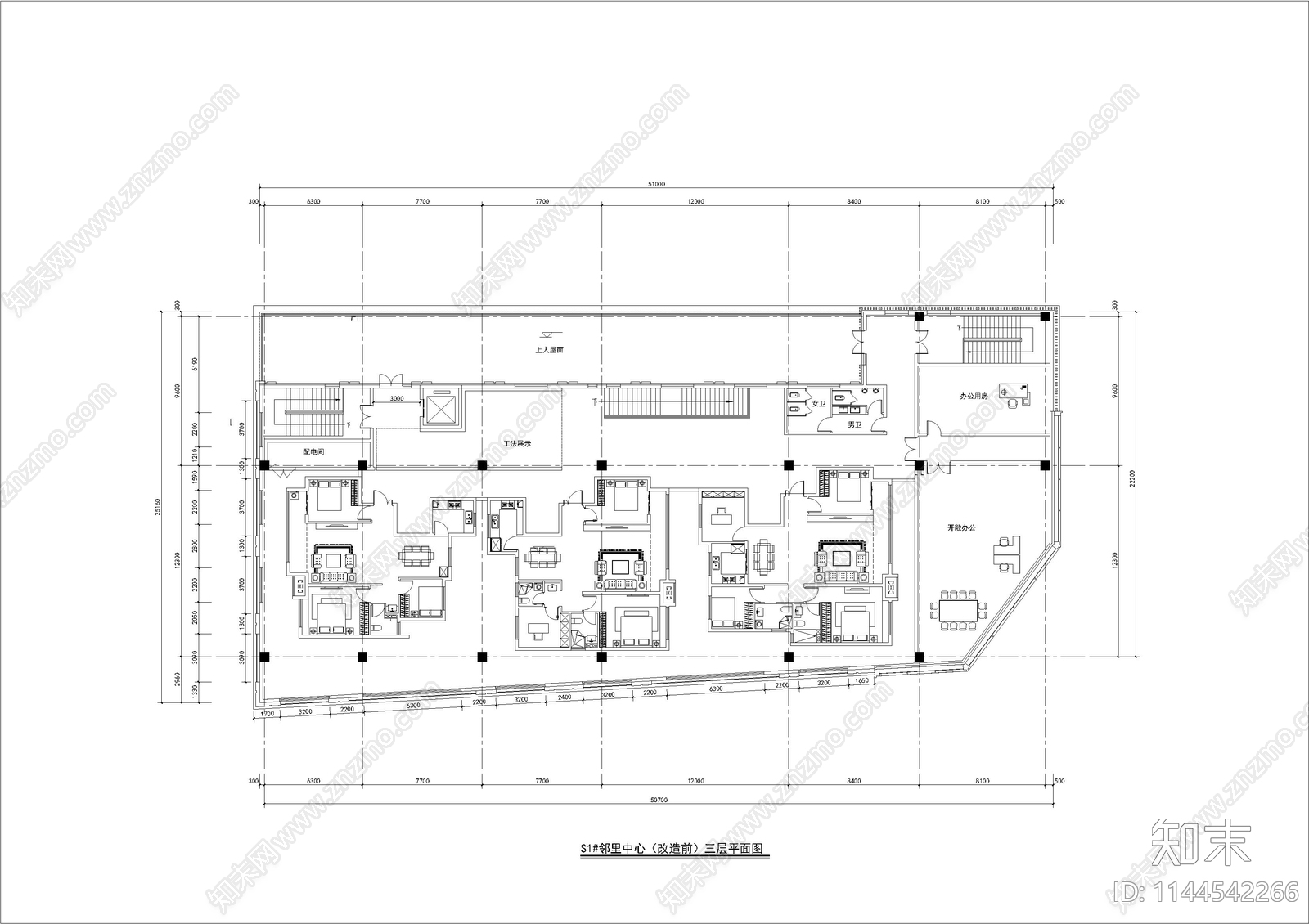 邻里中心建筑cad施工图下载【ID:1144542266】