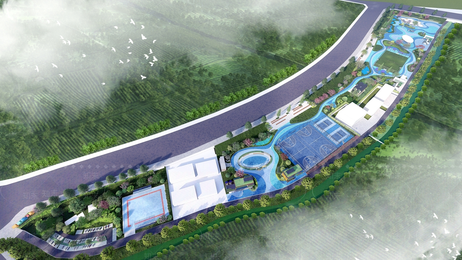 现代体育公园SU模型下载【ID:1144851139】