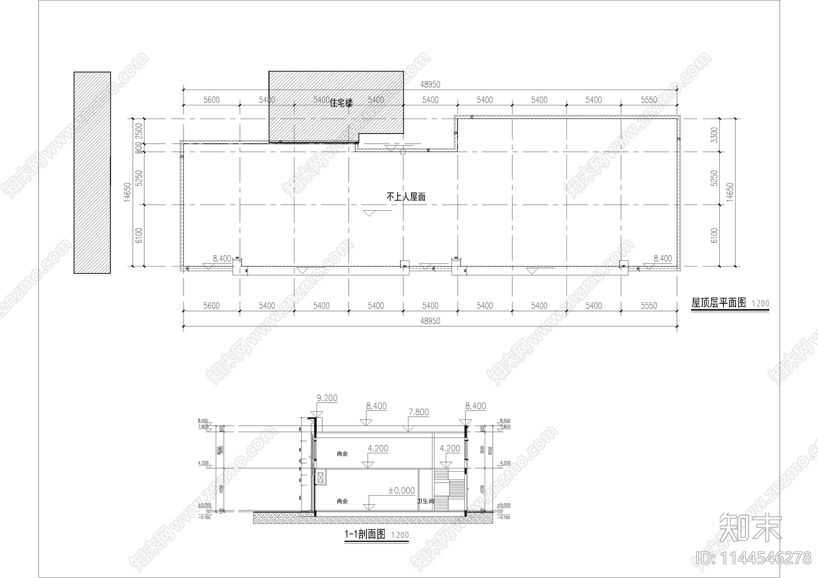 沿街商业建筑cad施工图下载【ID:1144546278】