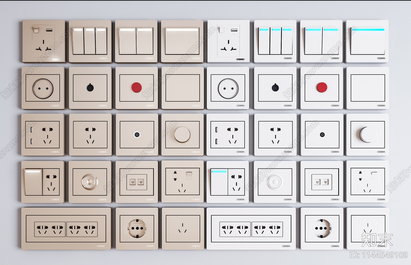 现代开关插座组合SU模型下载【ID:1144549109】