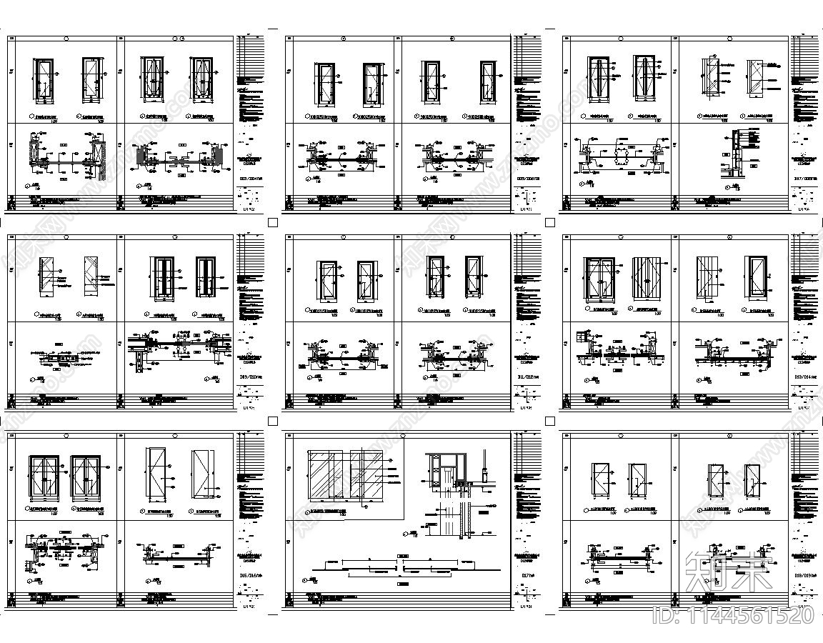 门大样节点详图cad施工图下载【ID:1144561520】