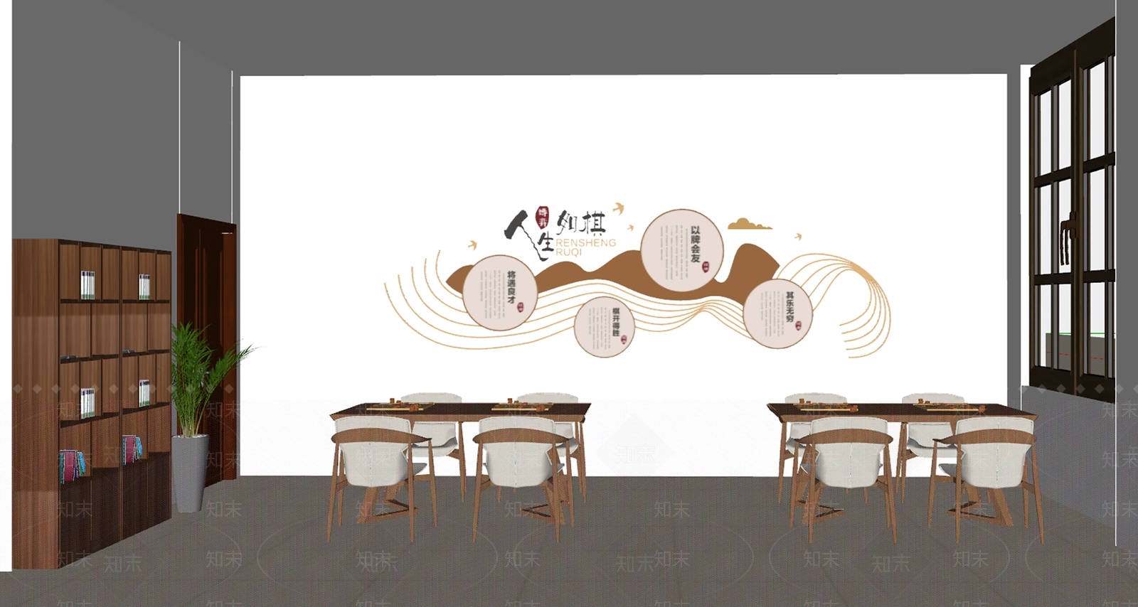 新中式棋牌室SU模型下载【ID:1144567617】