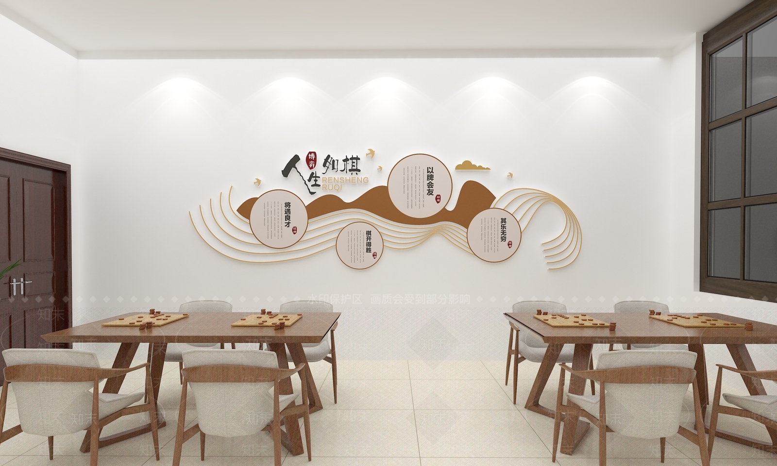 新中式棋牌室SU模型下载【ID:1144567617】