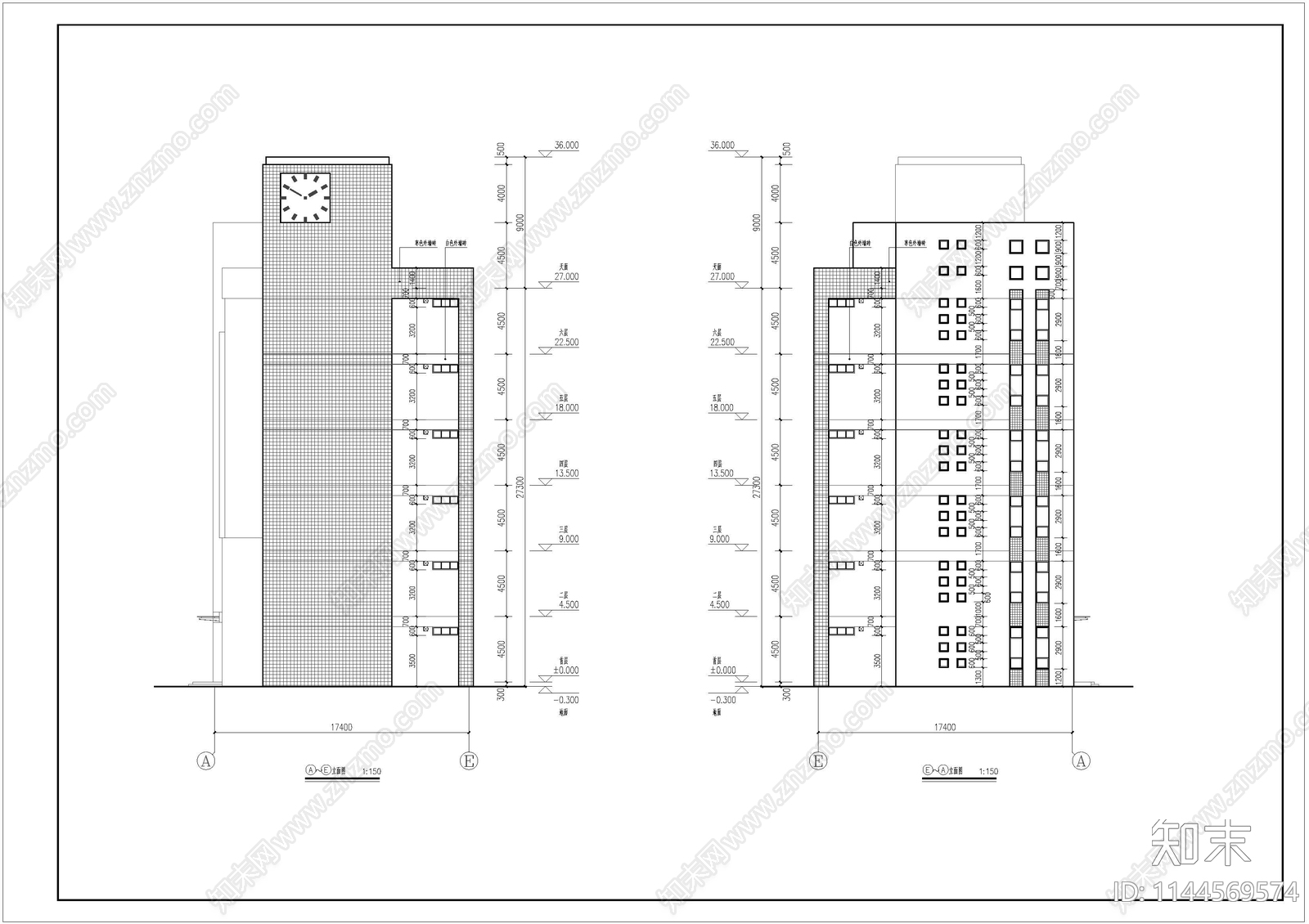 职业学校实训楼建筑cad施工图下载【ID:1144569574】