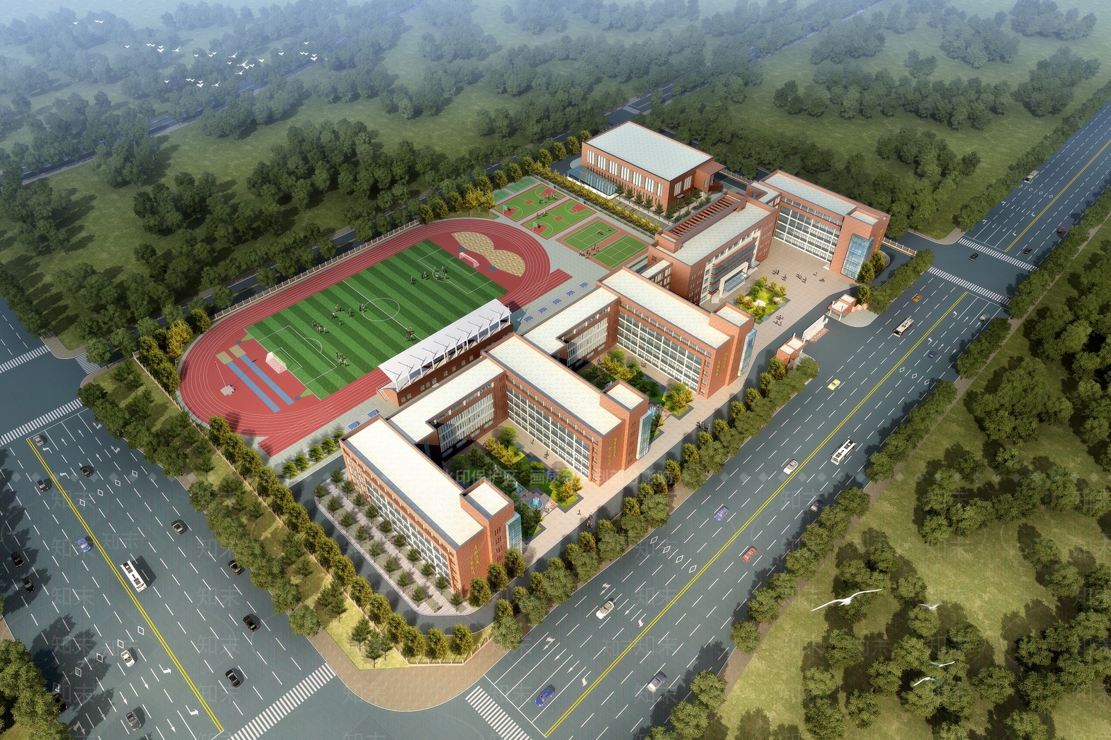 学校外观3D模型下载【ID:1144572048】