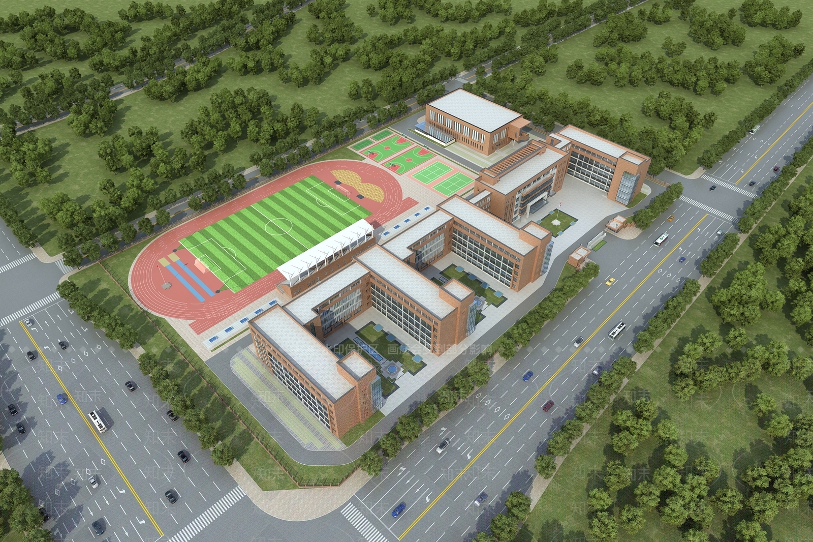 学校外观3D模型下载【ID:1144572048】