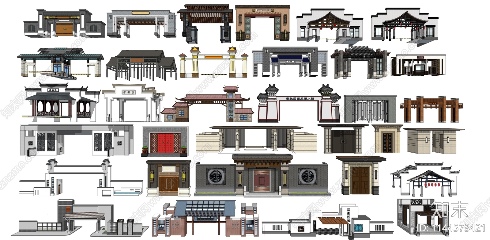 新中式牌坊牌楼SU模型下载【ID:1144573421】