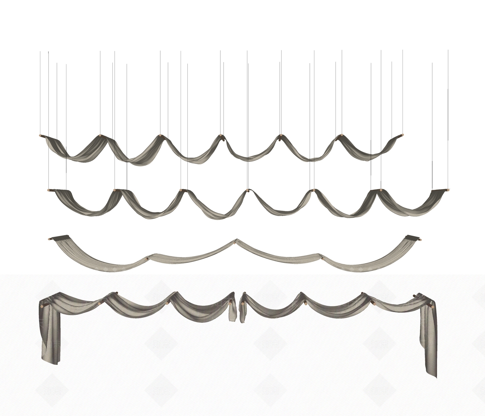 现代帷幔SU模型下载【ID:1144576246】