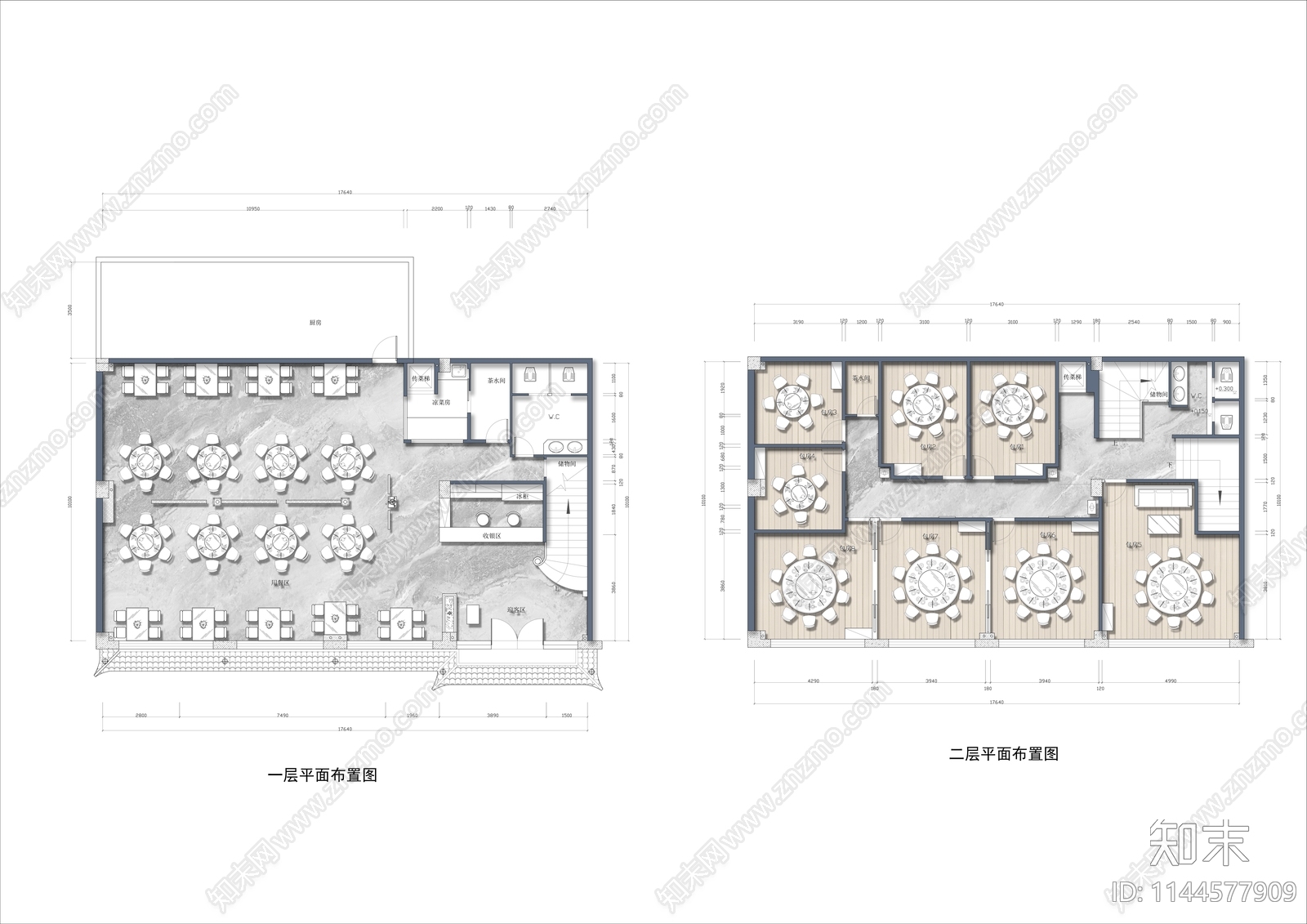 两层火锅店平面布置图施工图下载【ID:1144577909】