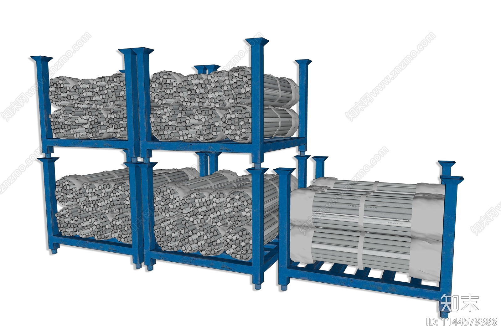 现代仓库货物钢管货架SU模型下载【ID:1144579386】
